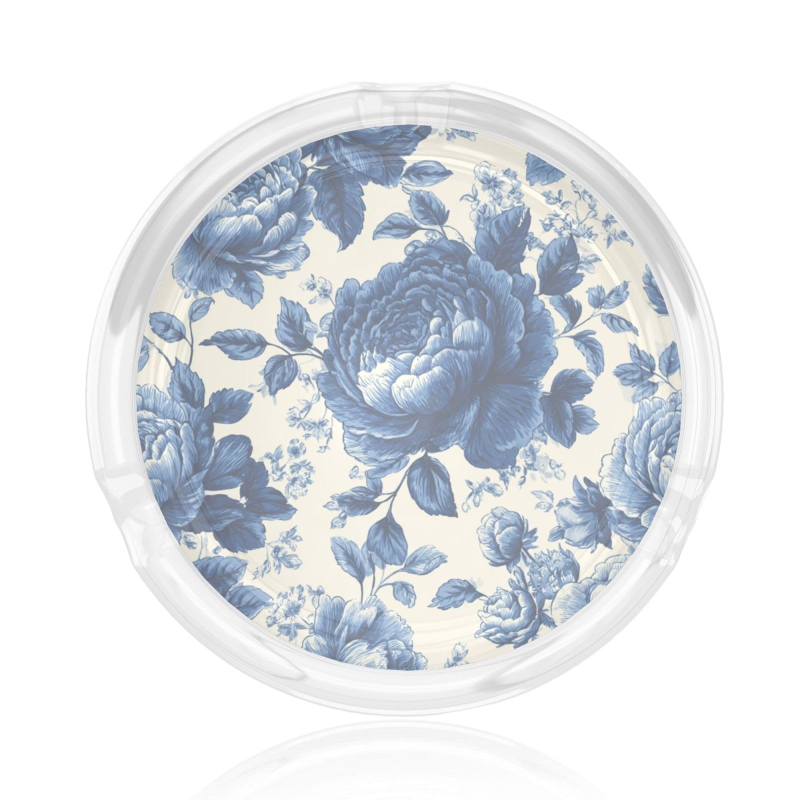 Floral Pattern Large Clustered Peony Rose Glass Ashtray For Cigarettes Ash Trays Case For Home Office Decor