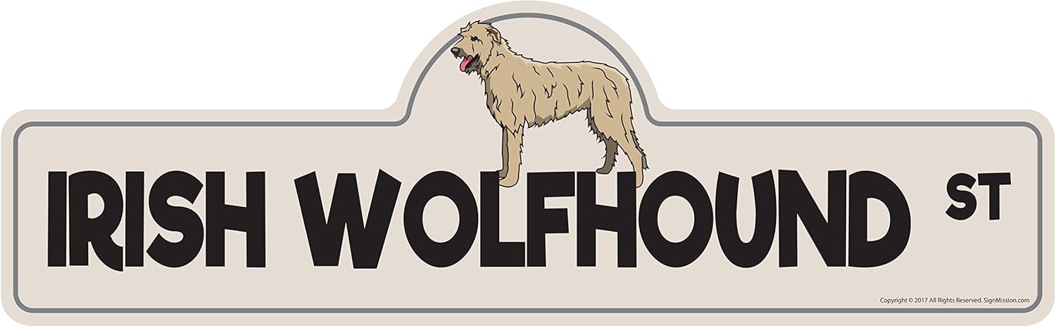 Irish Wolfhound Street Sign | Indoor/Outdoor | Dog Lover Funny Home Décor for Garages, Living Rooms, Bedroom, Offices | SignMission Personalized Gift | 36" Wide