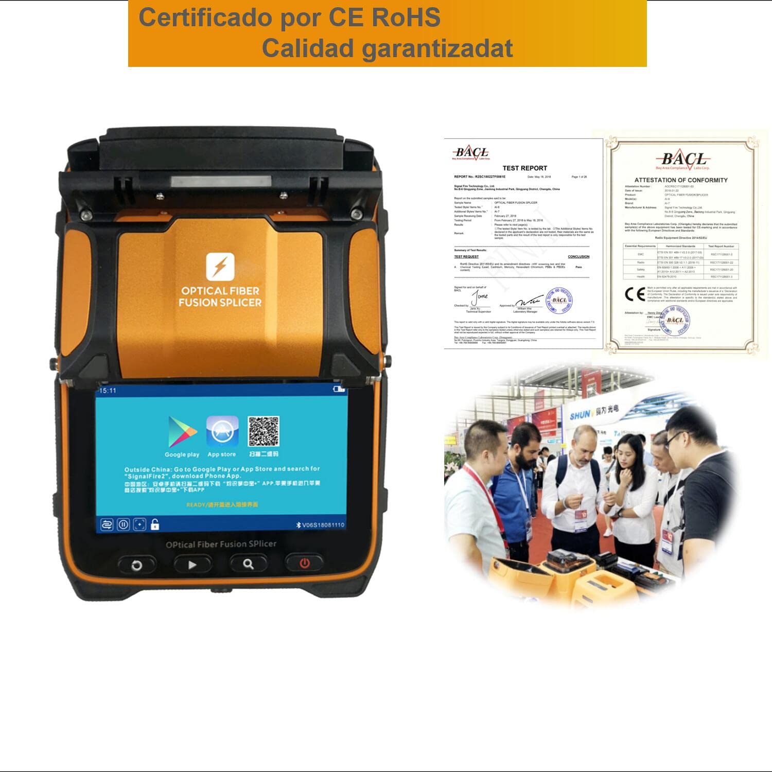 Fusionadora Fibra Optica AI-9 Fusion Splicer Rápido 5 segundos Empalme 15 segundos Calentamiento con vídeos tutoriales, Fusionadora de fibra optica para FTTH y proyectos de empalme de cables