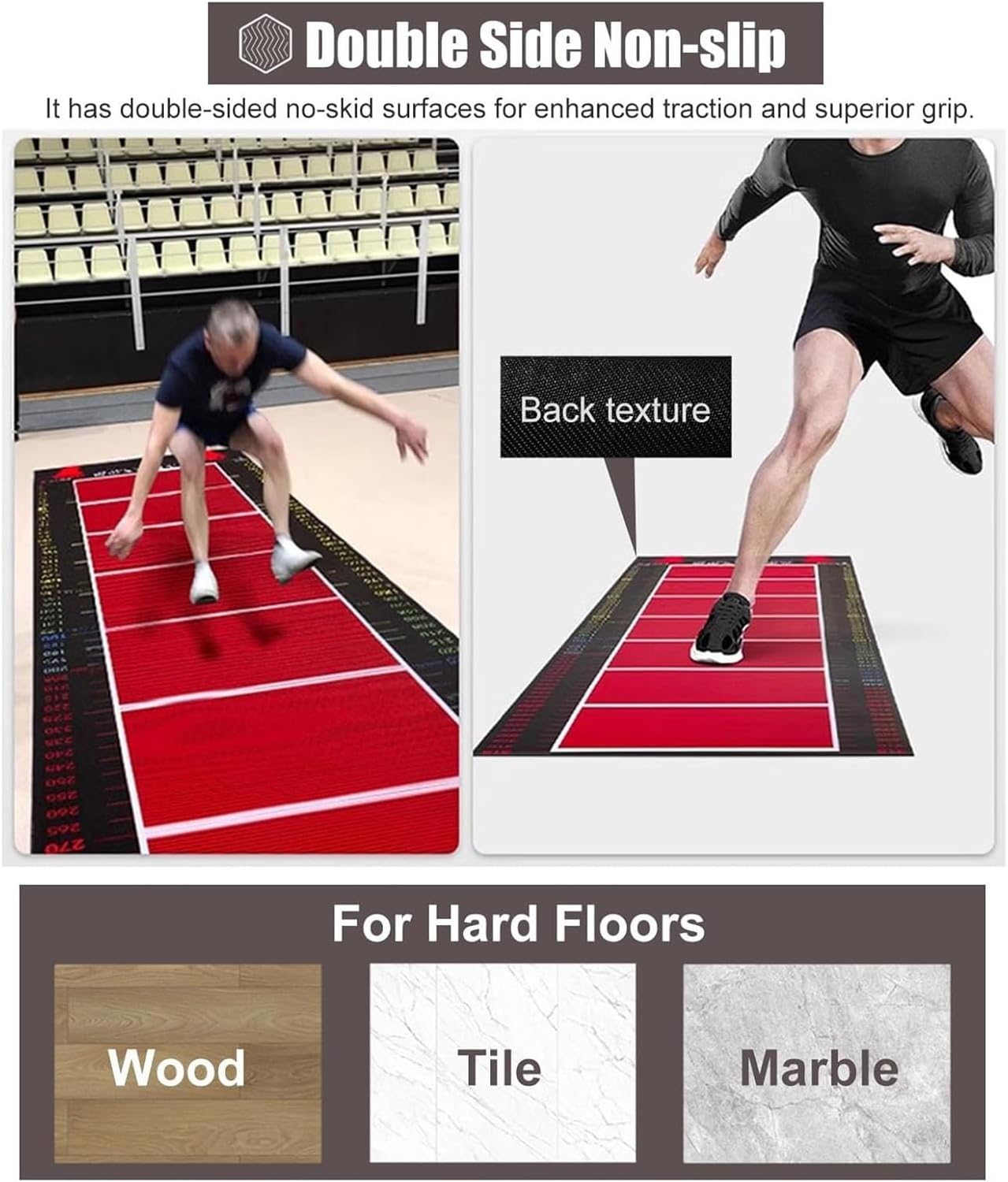 Long Jump Mat, Non Slip Exercise Measuring Mat, Home Flooring Workout Measuring Mats, Rubber Jump Rope Mat, Living Room Bedroom Physical Training Pad (Kids)