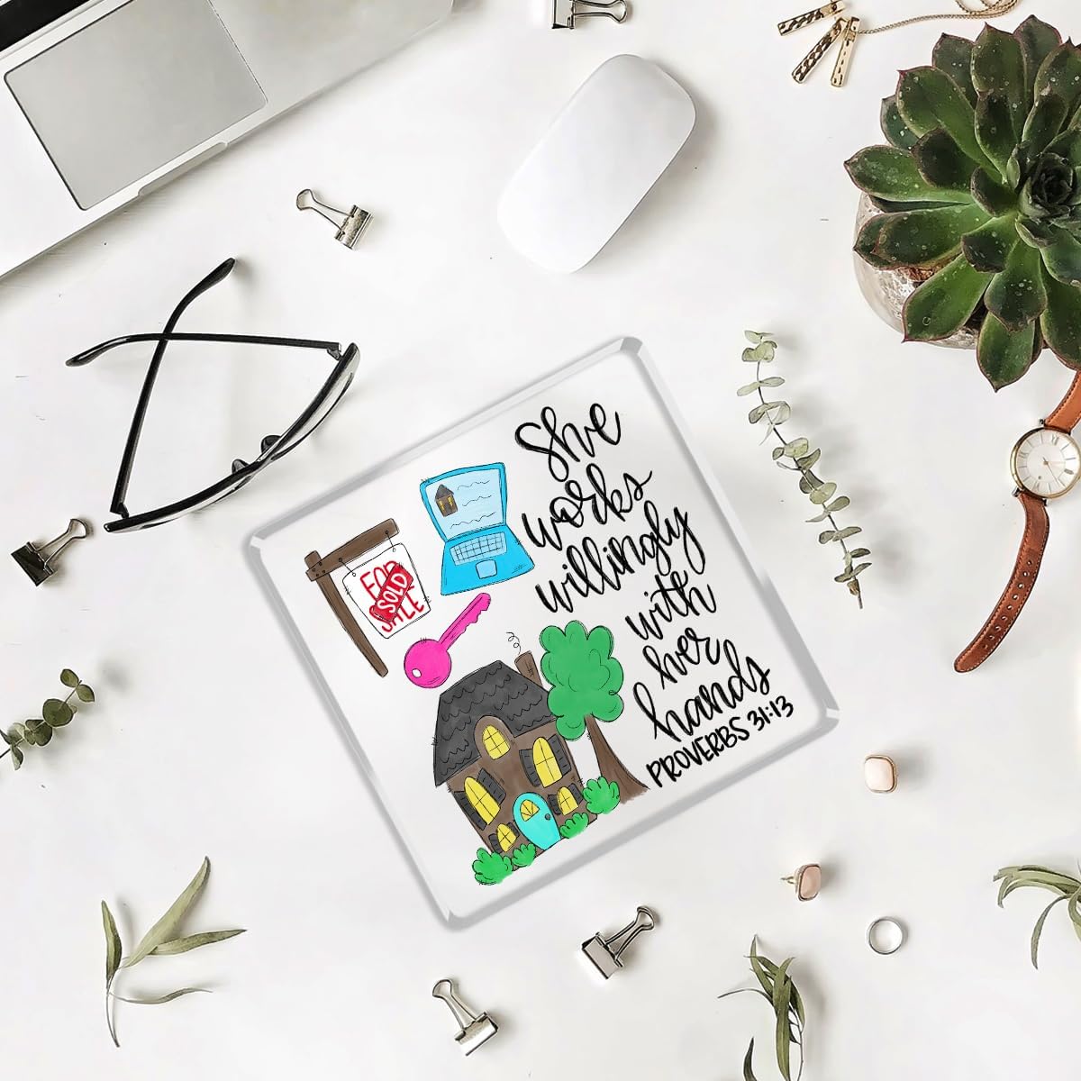 Realtor Gifts, Realtor Gifts for Women Men, Christian Real Estate Agent Gift, Real Estate Office Decor, Realtors Supplies, Birthday Appreciation Gift for Realtors Acrylic Desk Decor 4x4 Inch - Image 4