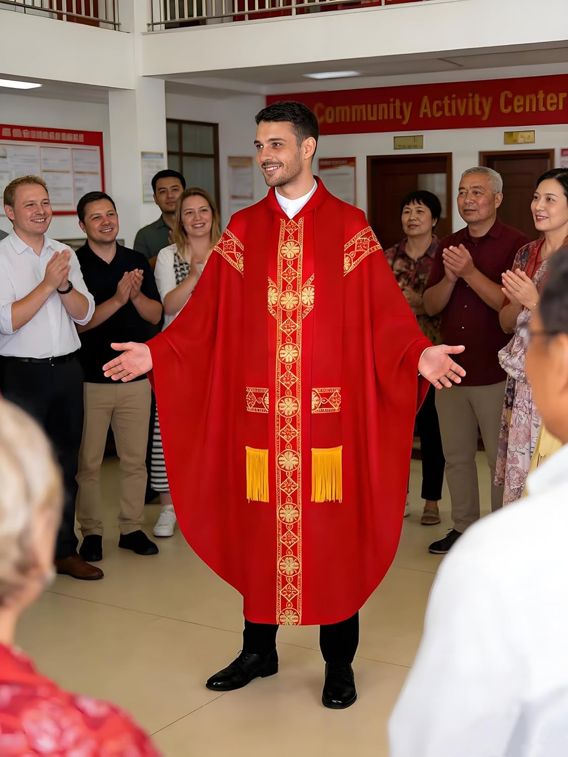 Church Catholic Priest Unisex Priest Costume with Stole Chasuble for Catholic Priests Clergy Robes for Men - Image 4