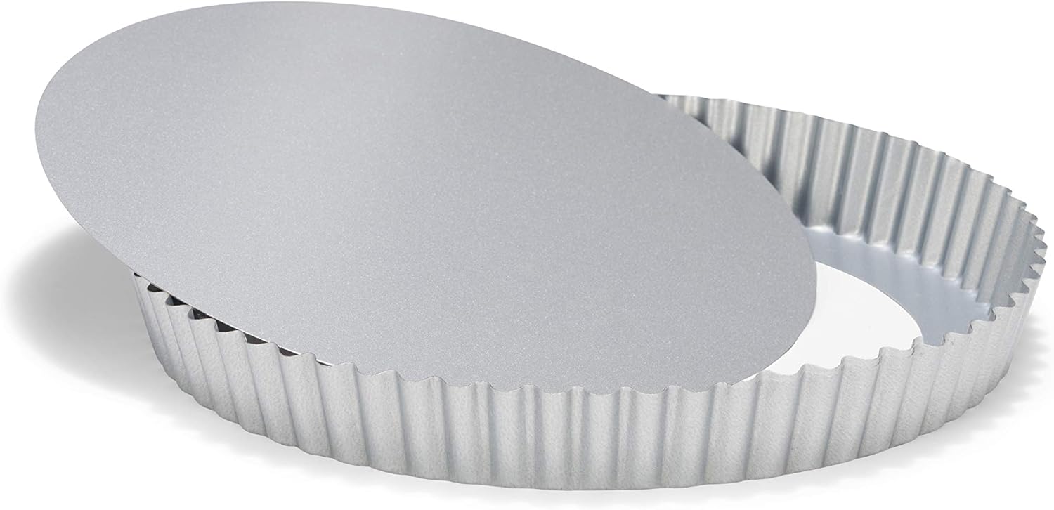 Patisse Silver-Top Flan Tin with Loose Base Nonstick, Silver Grey