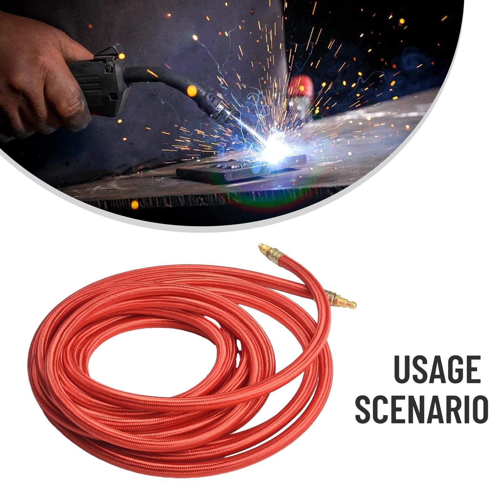 Cavo di alimentazione CK Superflex TIG Torch 7,6 m, compatibile con torce raffreddate ad aria CK9 e CK17, gomma siliconica e struttura in nylon intrecciato