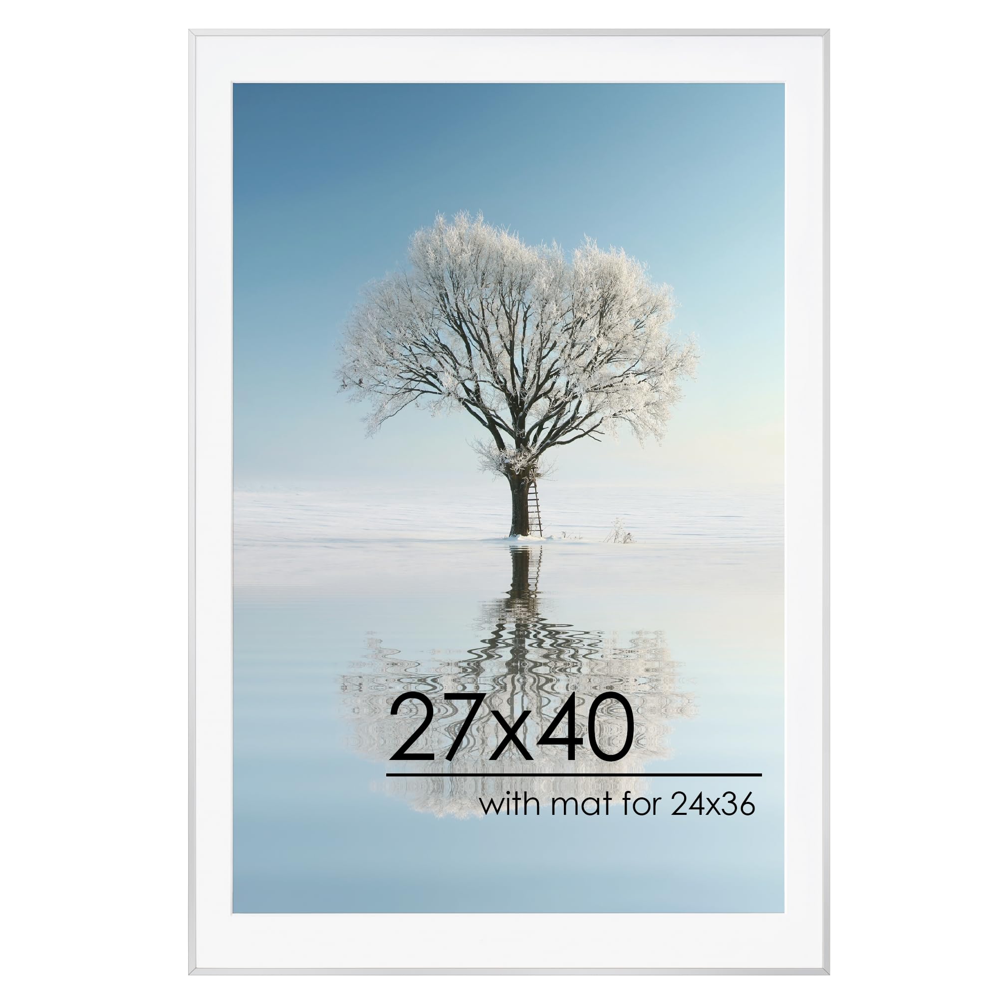 Marco de fotos de metal de 27 x 40 pulgadas para pared con paspartú para 24 x 36 pulgadas, marcos de fotos de aluminio de 27 x 40 pulgadas con vidrio templado para decoración del hogar, marco de