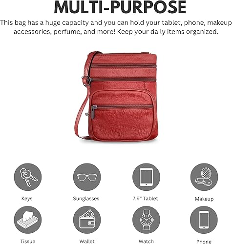 Vista 5 de Ciana Bolsos cruzados de cuero genuino para mujer, bolsos de hombro para mujer, bolso suave