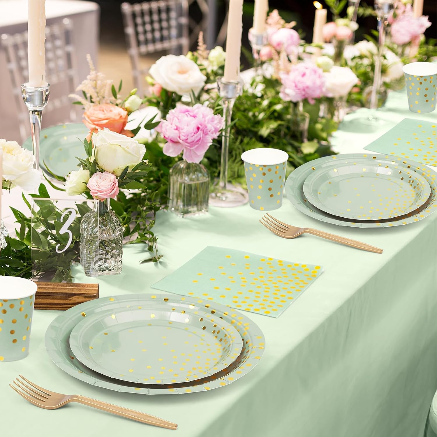 253PCS Sage Green Party Supplies for 50 Guests