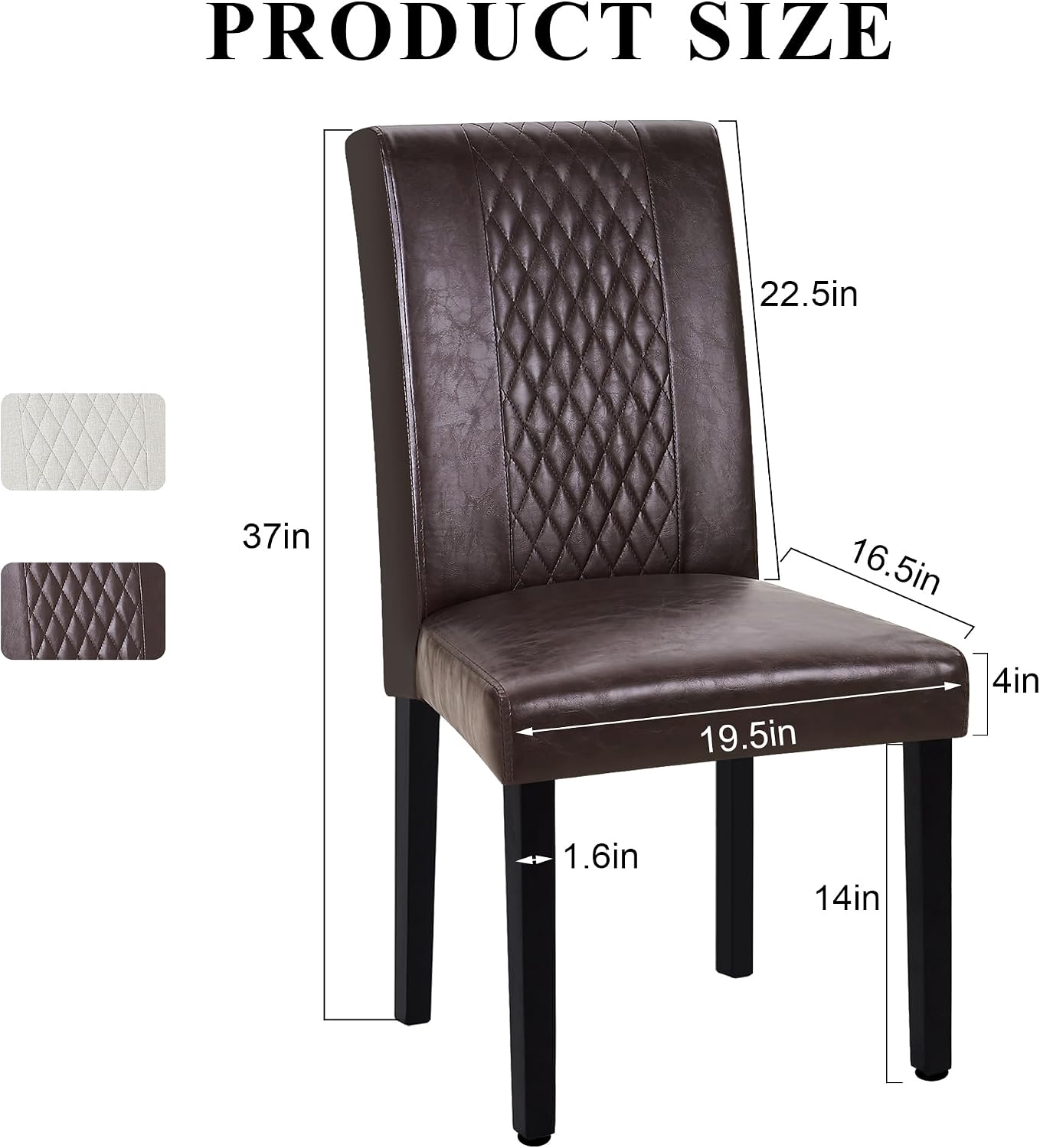 VECELO Dining Chairs Set of 6, Upholstered PU Leather Wood Legs High Back for Kitchen Living Room, Coffee