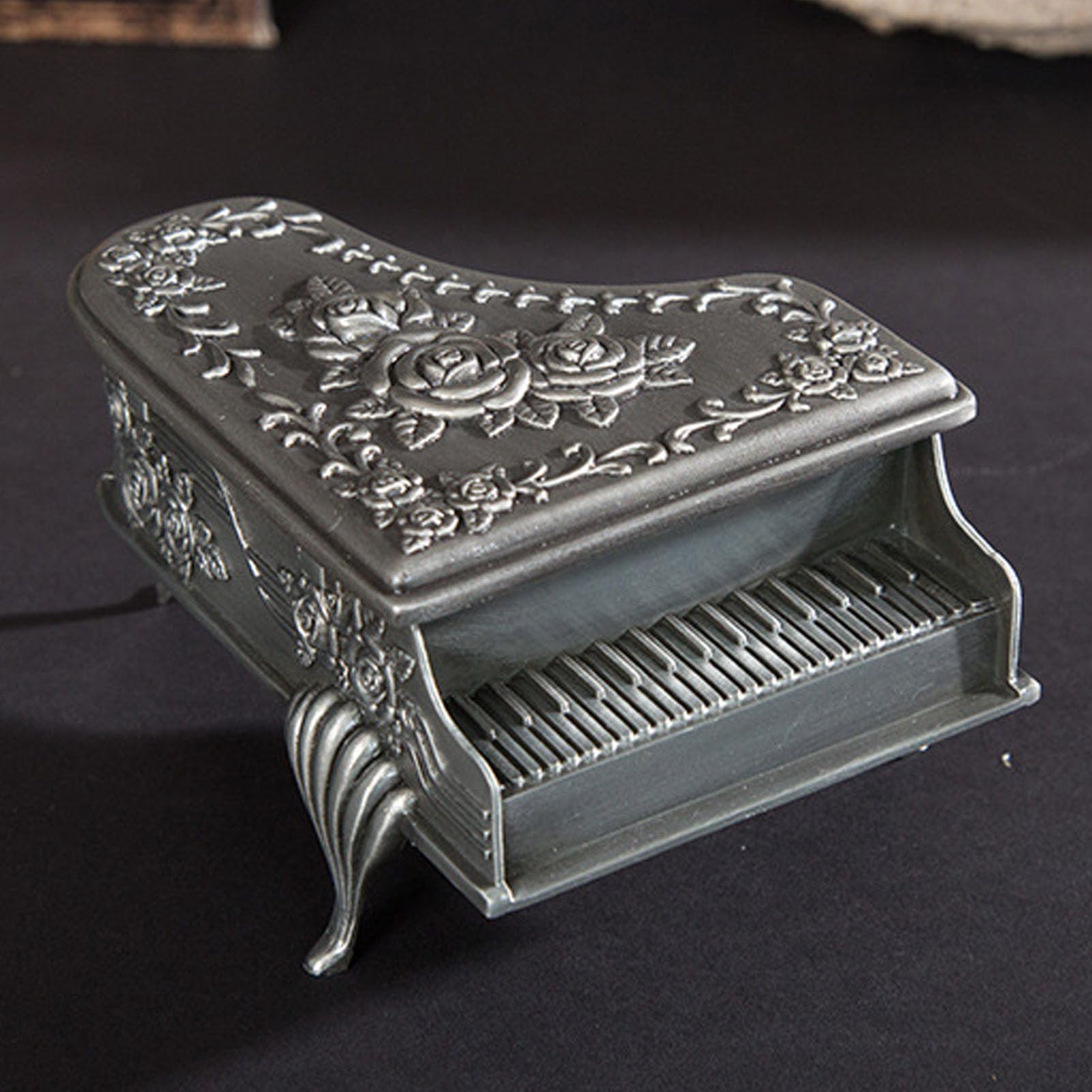 Walfront Boîte à Bijoux Vintage En Alliage De Zinc Petite Boîte à Bijoux En Forme De Piano Rétro Pour Décoration De Maison, D'anniversaire