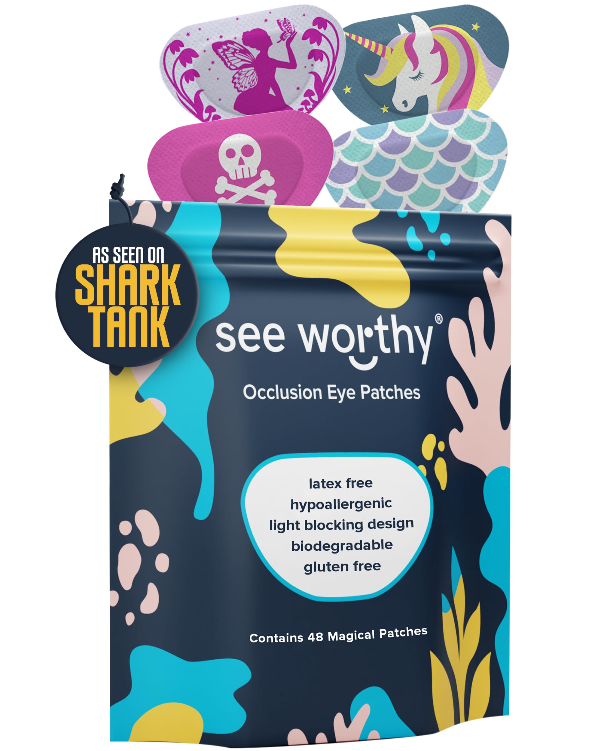 48 Patches Adhesive Eyepatch for Kids & Adults - As Seen on Shark Tank - Kids Breathable, Comfortable Magical Eyepatch for Lazy Eye - Amblyopia & Sensitive Skin Medical Eye Patches - by See Worthy