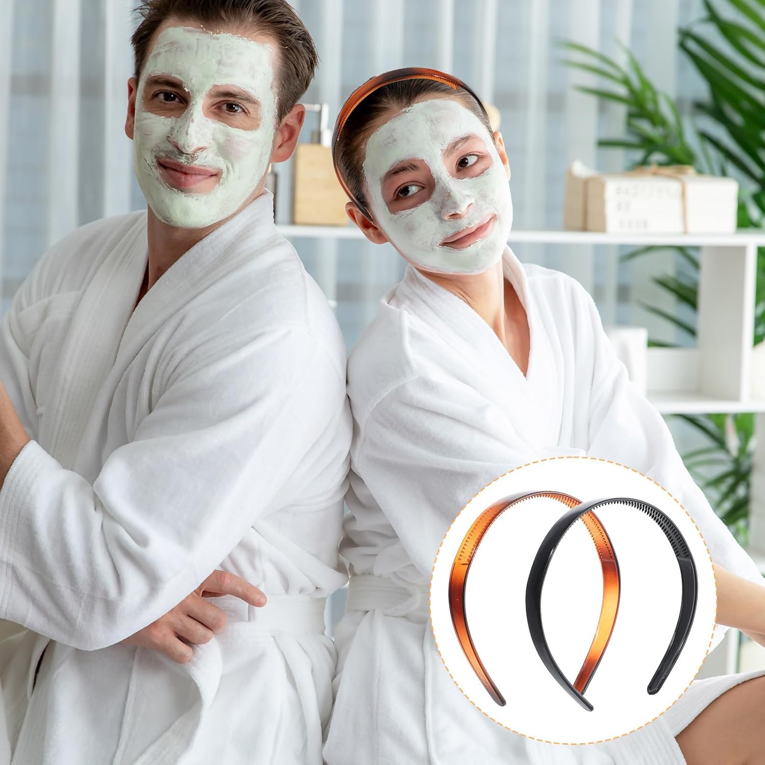 2 Pcs Plastic Headband, Waterproof Tortoise Shell Hairband With Teeth, Black Brown Plastic Headbands Headband for Women Non Slip Hair Makeup, Jewelry Accessories - Image 4