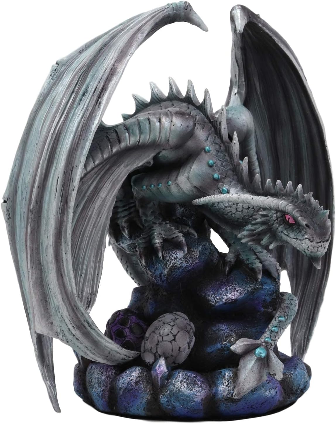 Ebros Gift Anne Stokes Fantasy Silverback Baby Wyrmling and Adult Rock Dragon Statues Set Age of Dragons Elemental Behemoths of Middle Earth
