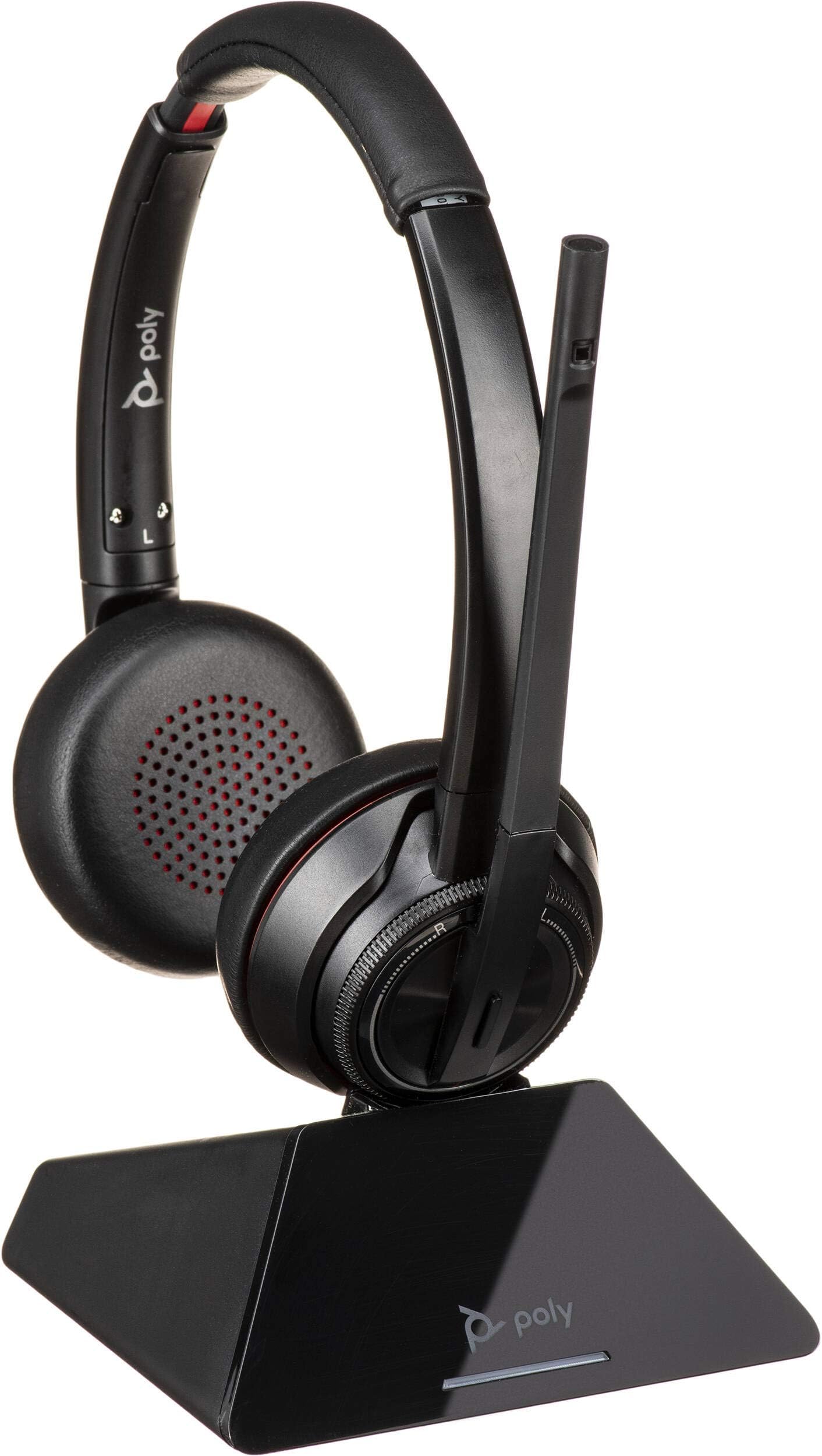 Poly Savi 8220 UC DECT Wireless Headset System Bundle with Headset Advisor Wipe- Compatible with Computer Only (USB-A)