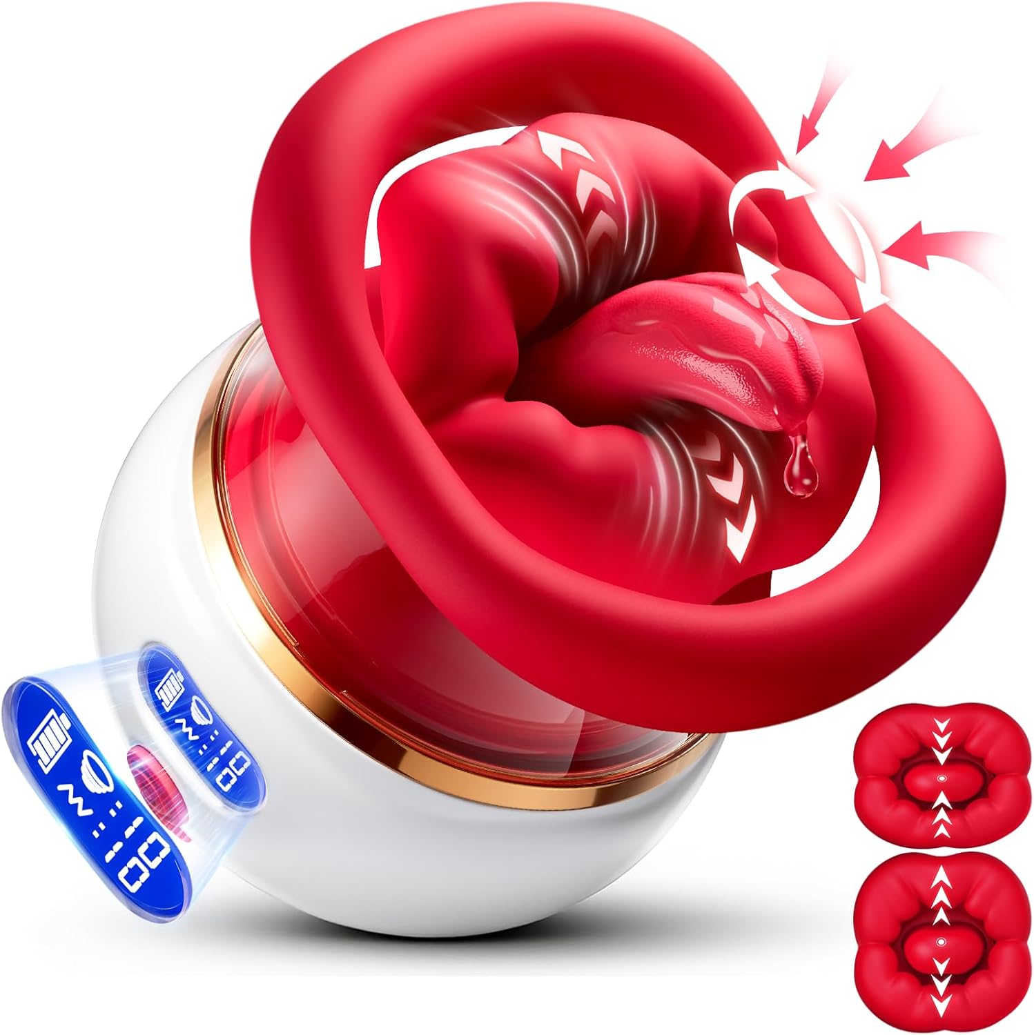 Sucking Vibrator Rose Sex Toy - 5 in 1 Kiss Lover Women Sex Toys Mouth Vibrator Tongue Toy with LCD, 10 Sucking & 10 Tongue Licking & 10 Vibrating, Clit Nipple & Anal Toys for Female Couples