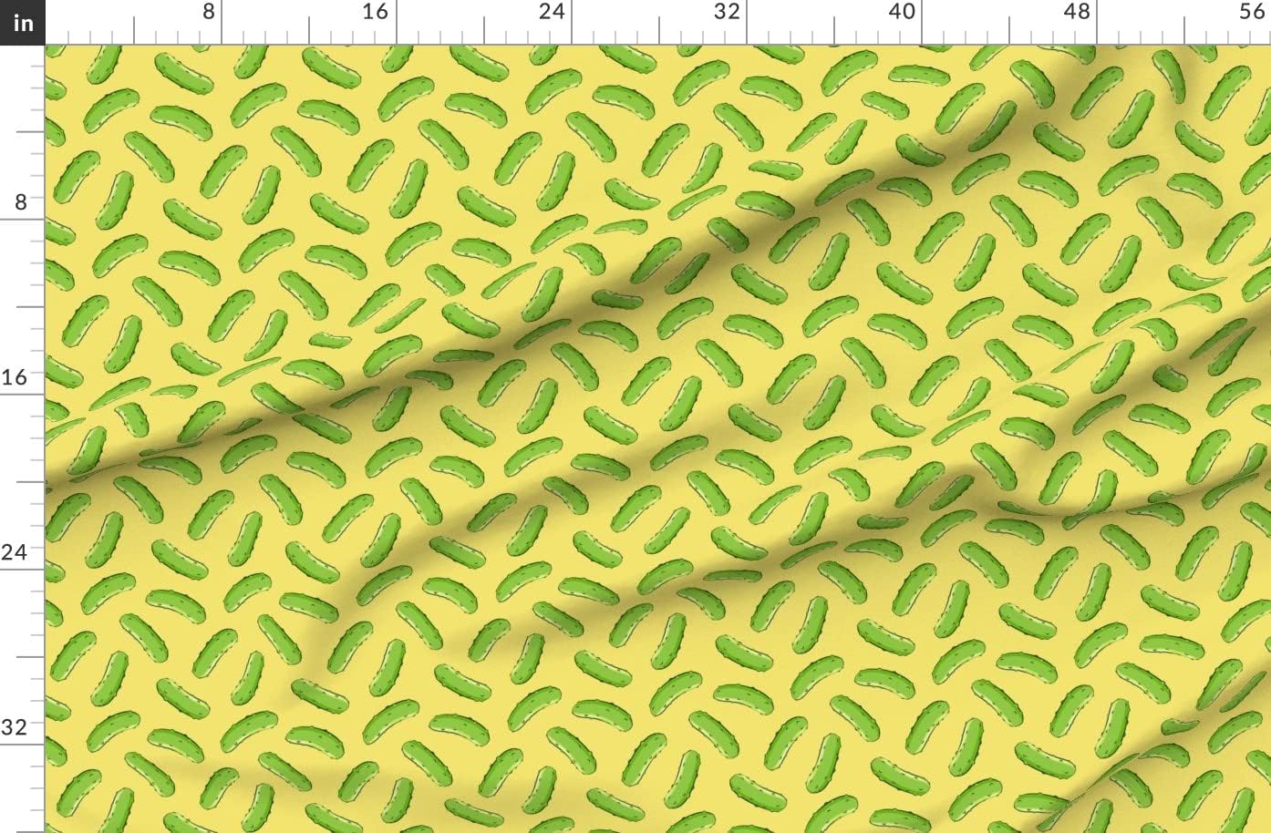 Spoonflower Fabric - Pickles Yellow Green Trendy Little Arrow Kids Food Printed on Organic Cotton Sateen Fabric by The Yard - Sewing Quilting Apparel Home Decor