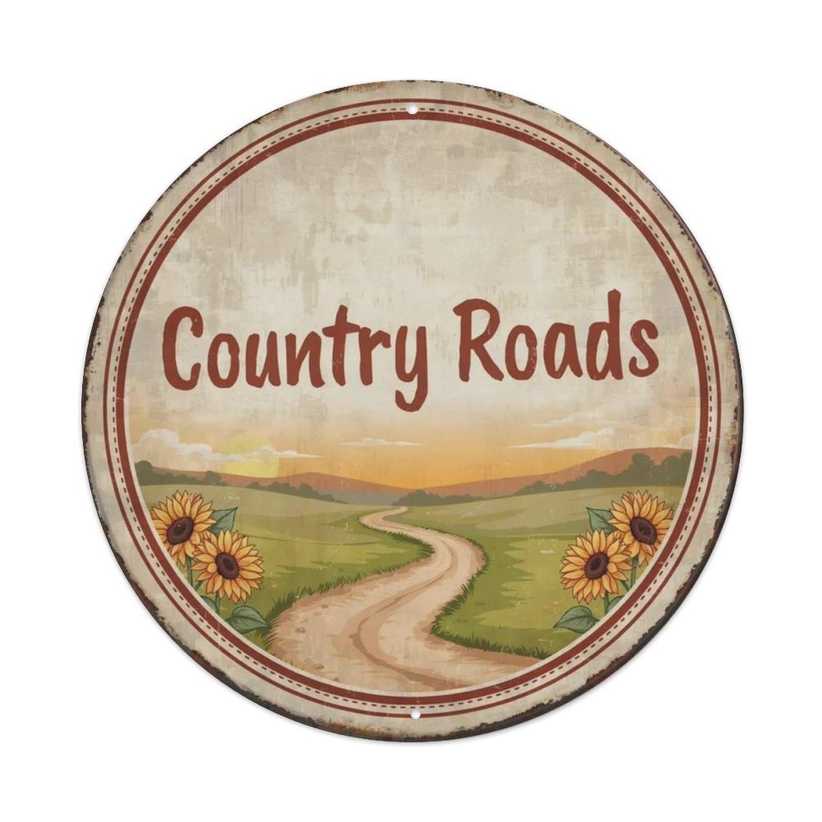 Country Roads Country Metal Tin Sign Plaque