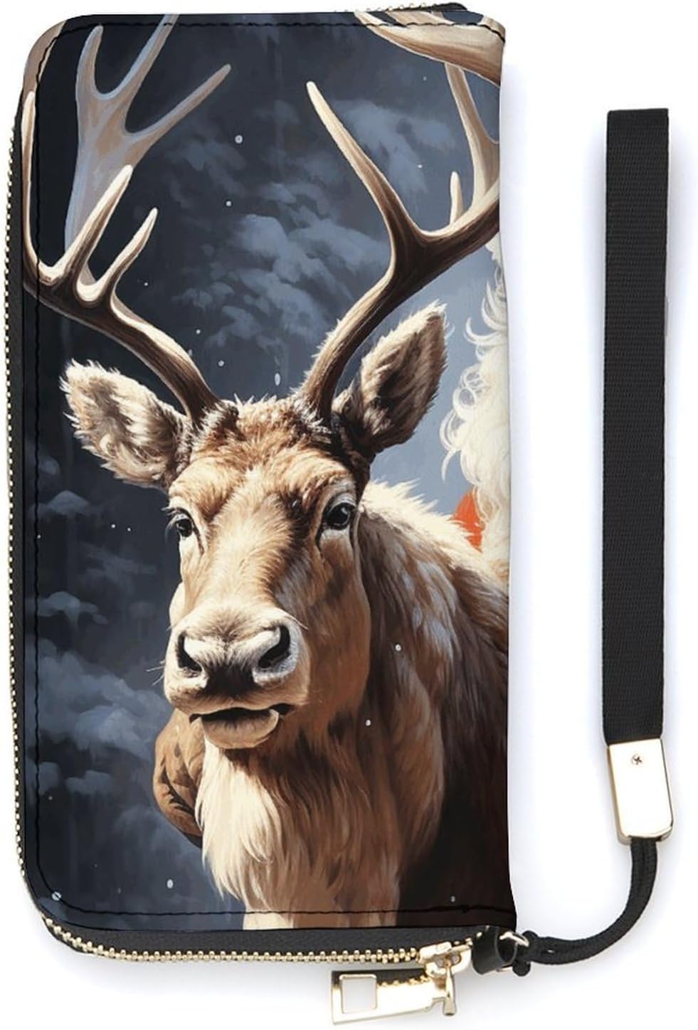 Fashionable Large-capacity Santa Claus And Deer Elk Printed Leather Wallet Vertical, Internal Multi-compartment Design - Meet Your Diverse Travel Needs