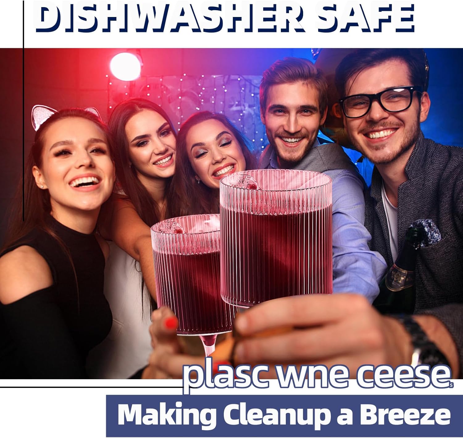 Plastic Goblets Wine Glasses - 12Oz Acrylic Wine Glasses Origami Unbreakable Clear Plastic Cocktail Glasses Recyclable Shatterproof Reusable Wine Cups for Parties & Weddings (Pink) - Image 3