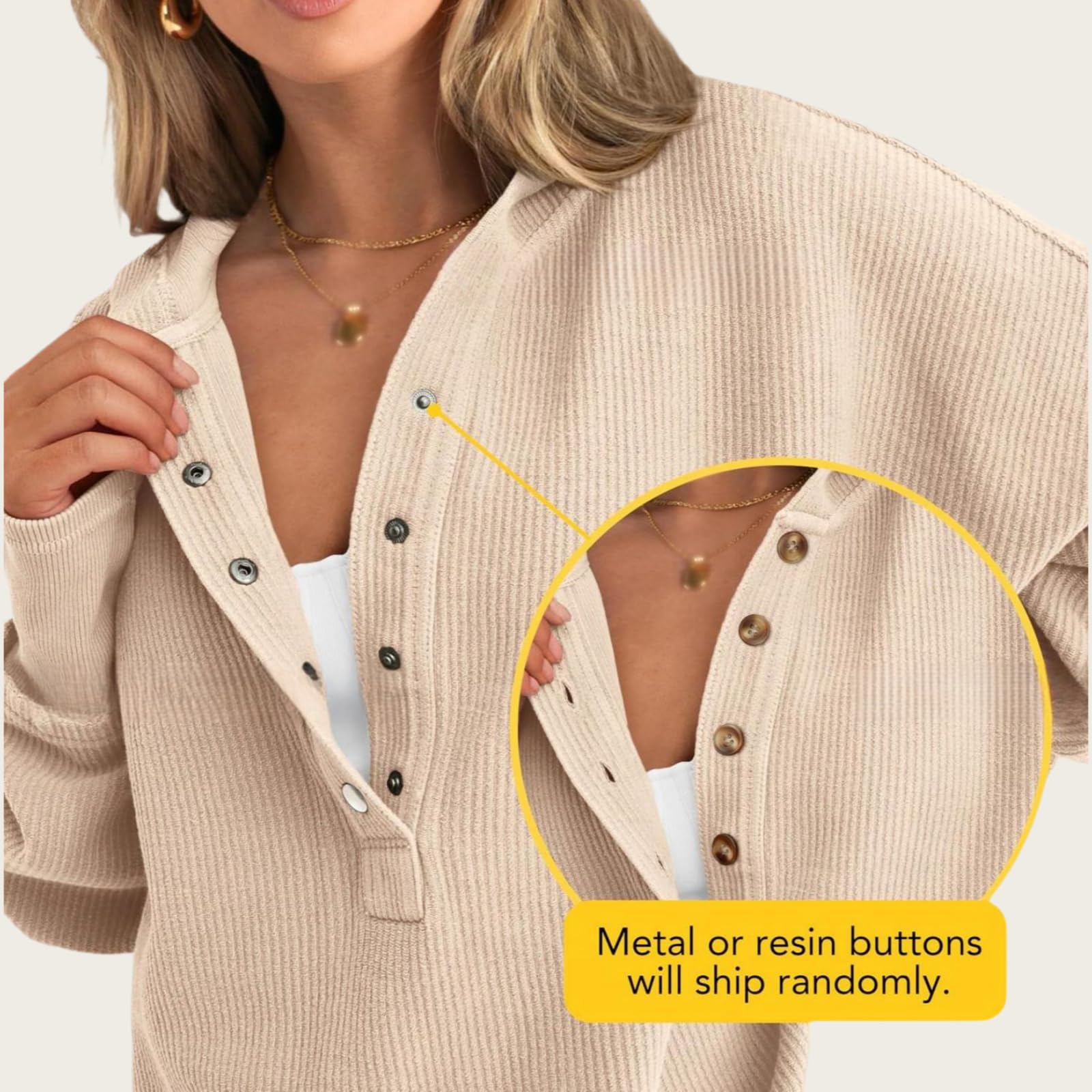 Damska bluza z kapturem, luźny krój, dekolt w serek i rozcięcia z boku, odzież na co dzień na jesień i zimę (Apricot, XL)