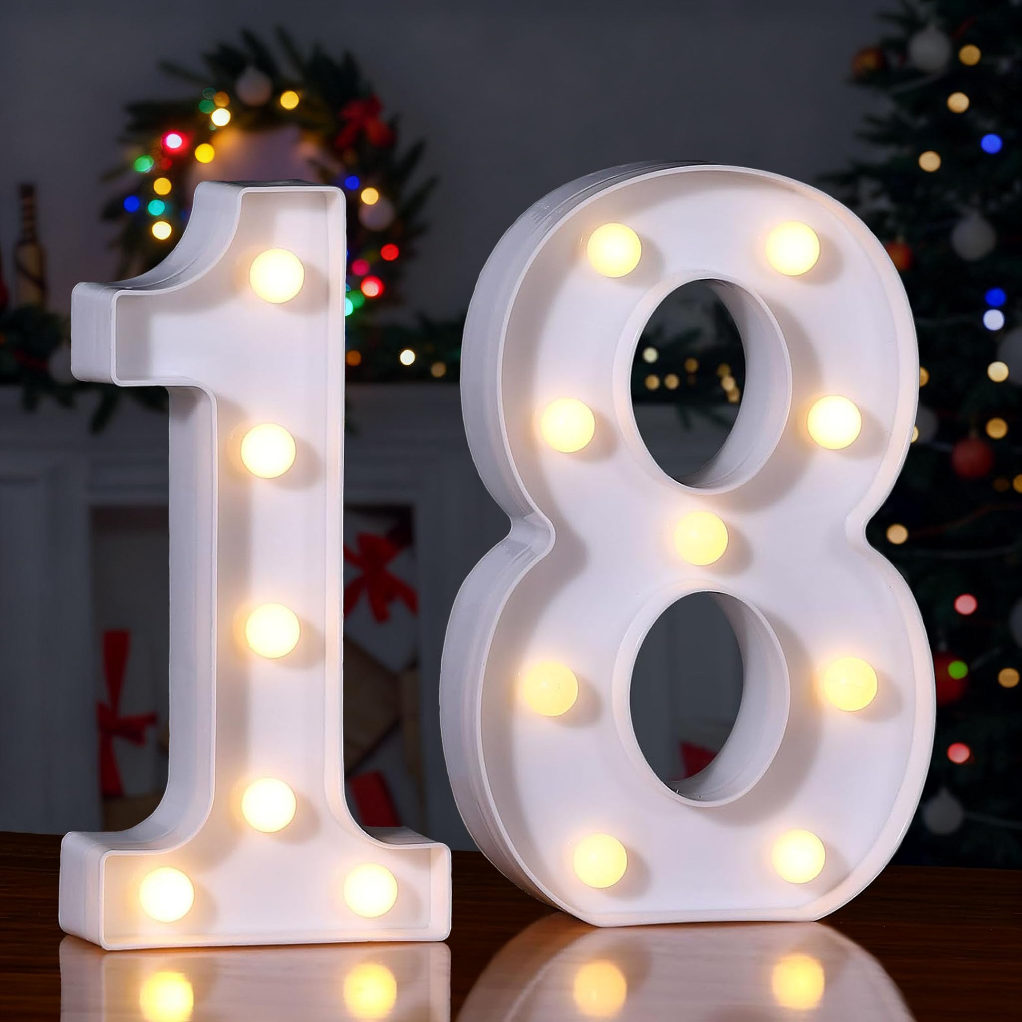 Foaky LED Light up Numbers Sign Marquee Numbers Sign for Night Light Table Decorations for Birthday Party (Number-18)