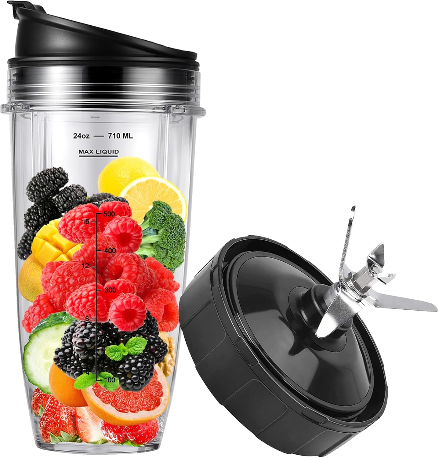 URSUMER Ninja Blender Replacement Parts 24OZ Ninja Blender Cups and 7