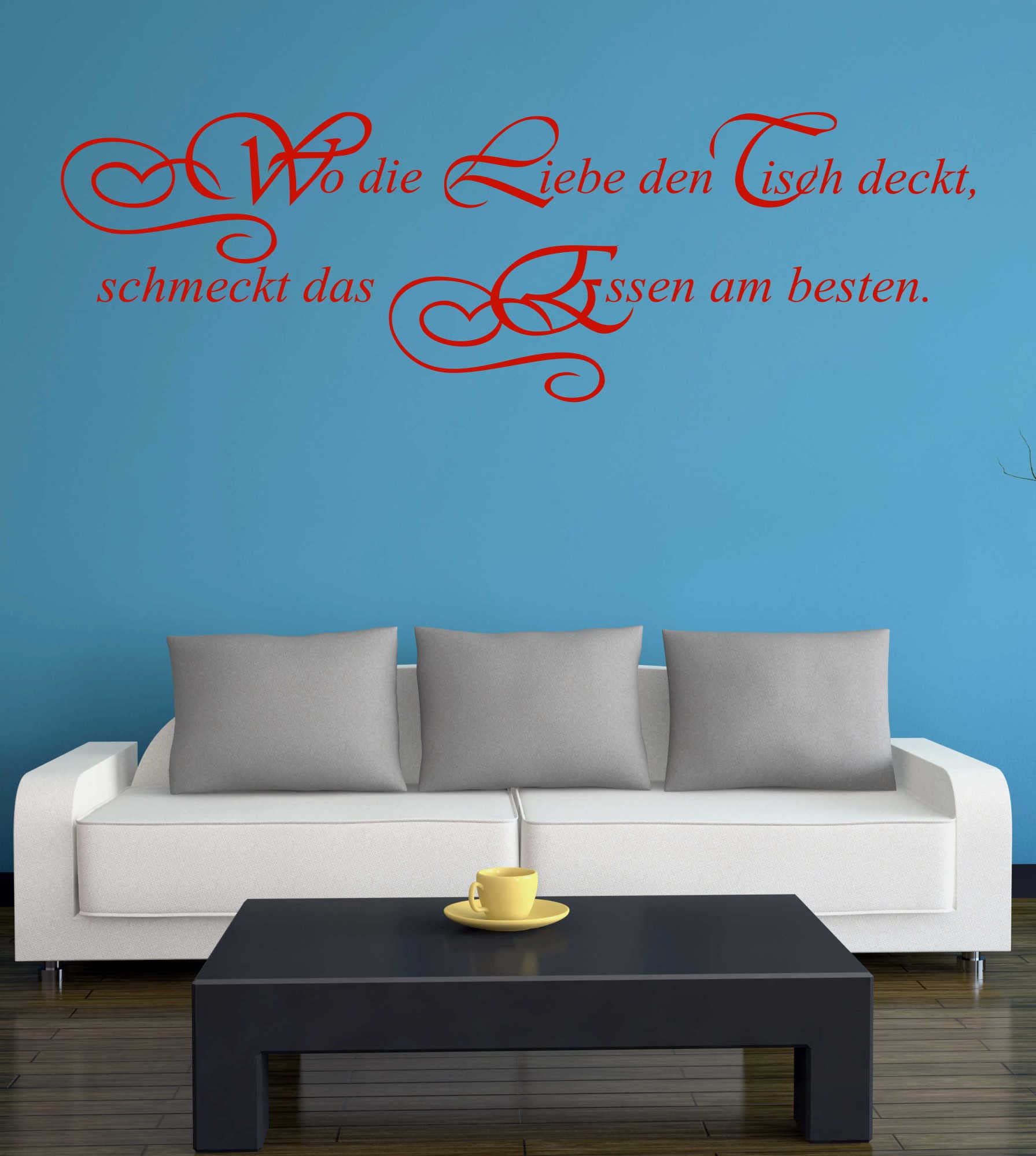 Wandtattoo „Wo Die Liebe Den Tisch Deckt“ – 90 X 28 Cm, In 40 Farben
