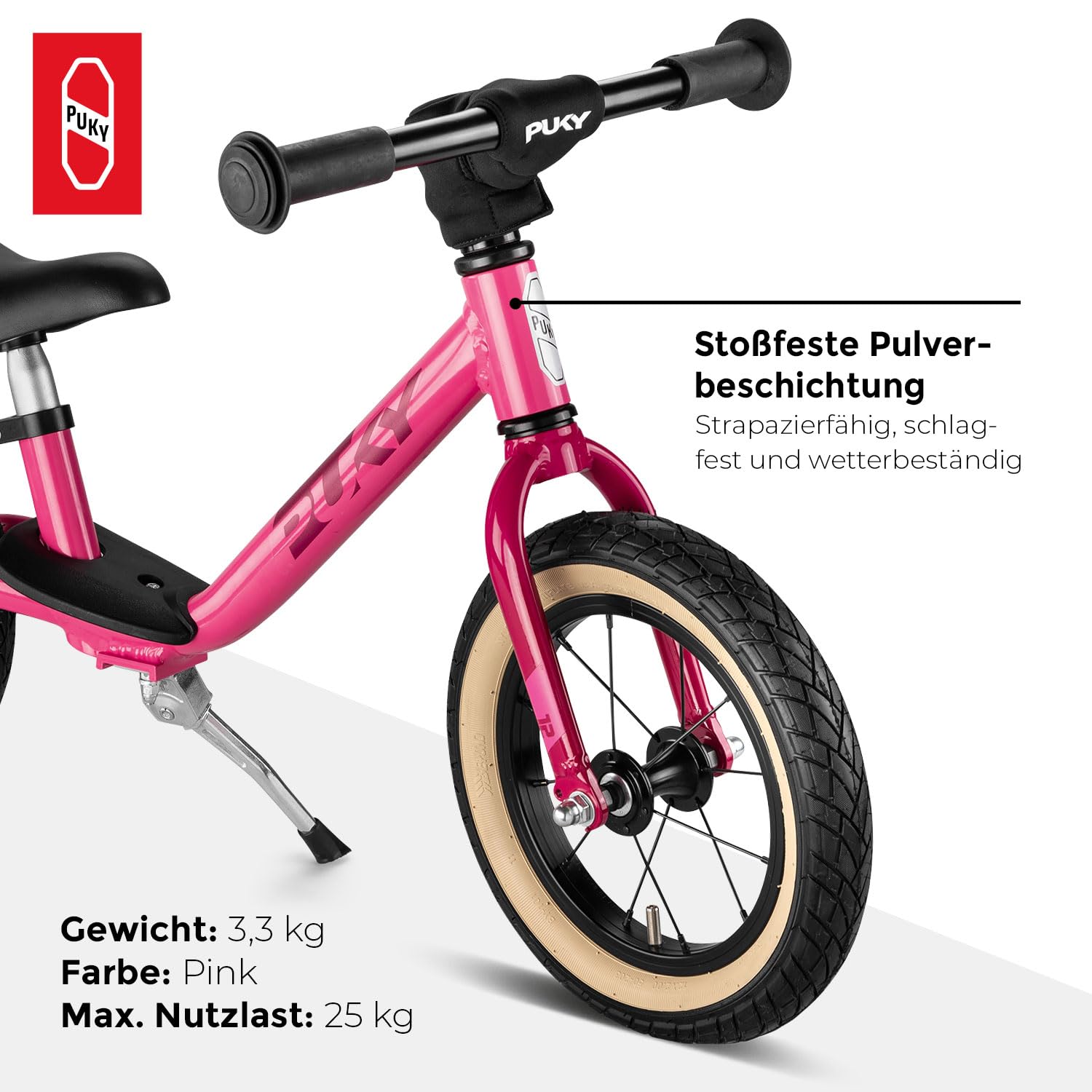 PUKY LR Light Laufrad Rosa | Hochwertige Luft-Bereifung | Niedriger Einstieg | Einstellbarer Lenker & Sattel | Sicherheitsfeatures | Stylisches Retro-Blau Design | Nur 3,3 kg | Ab 2 ½ Jahren