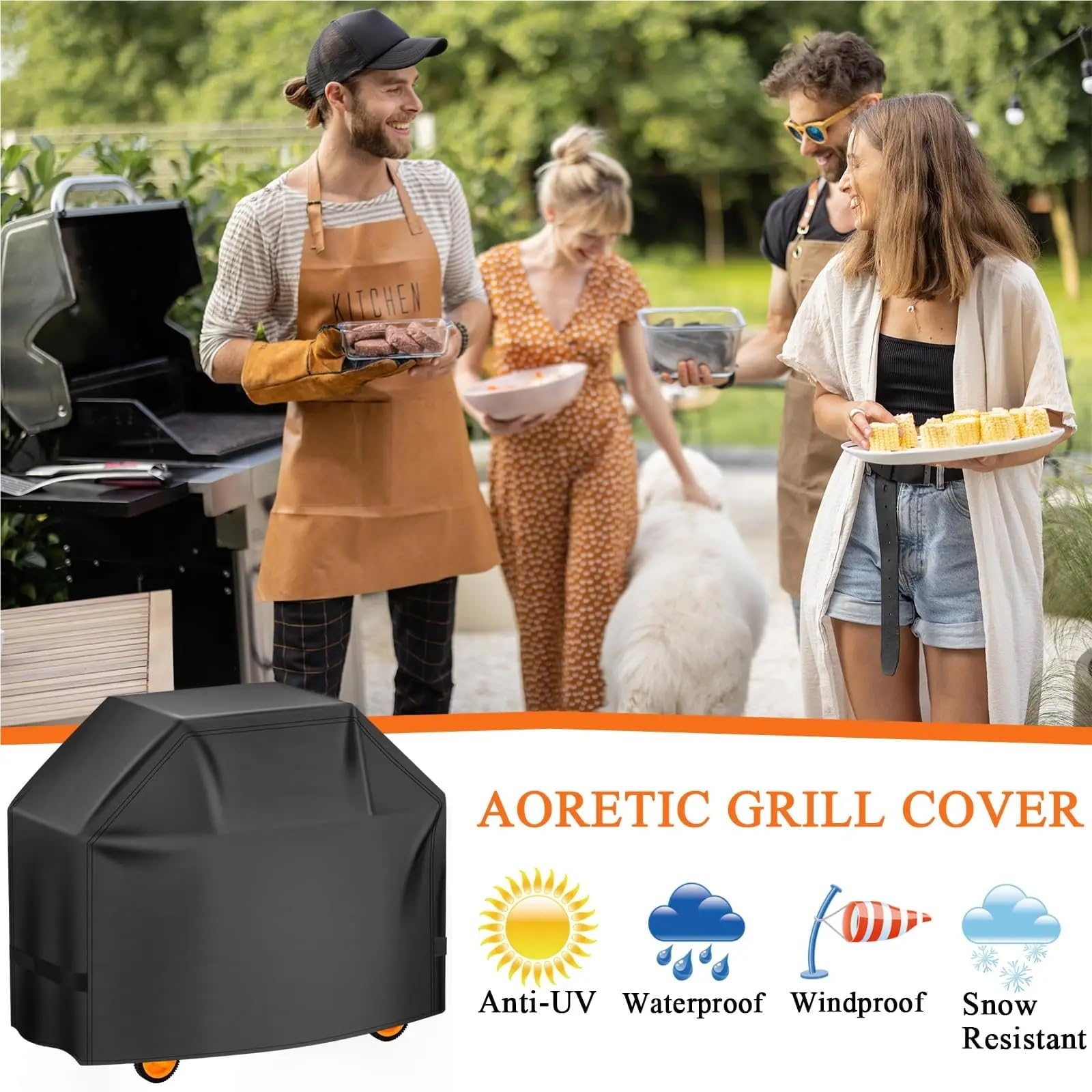 Copertura Per Griglia Copertura for barbecue da esterno rotonda antipioggia, impermeabile