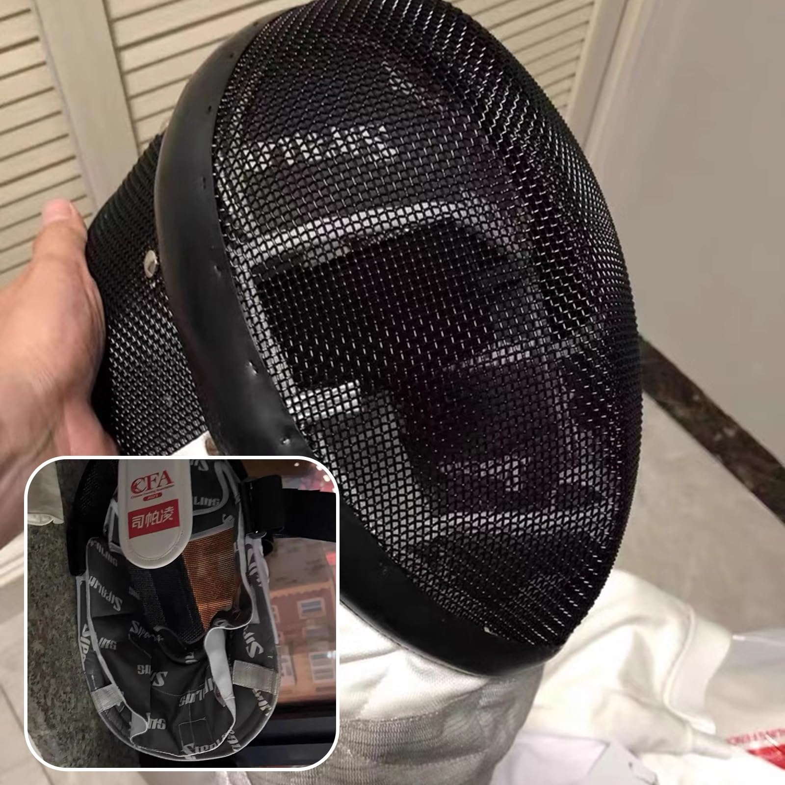 Maschera per recinzione, protezione per recinzioni, casco da recinzione Epee, tessuto a prova di pugnalata 900N con fodera rimovibile a copertura completa, maschera per recinzione certificata CFA da