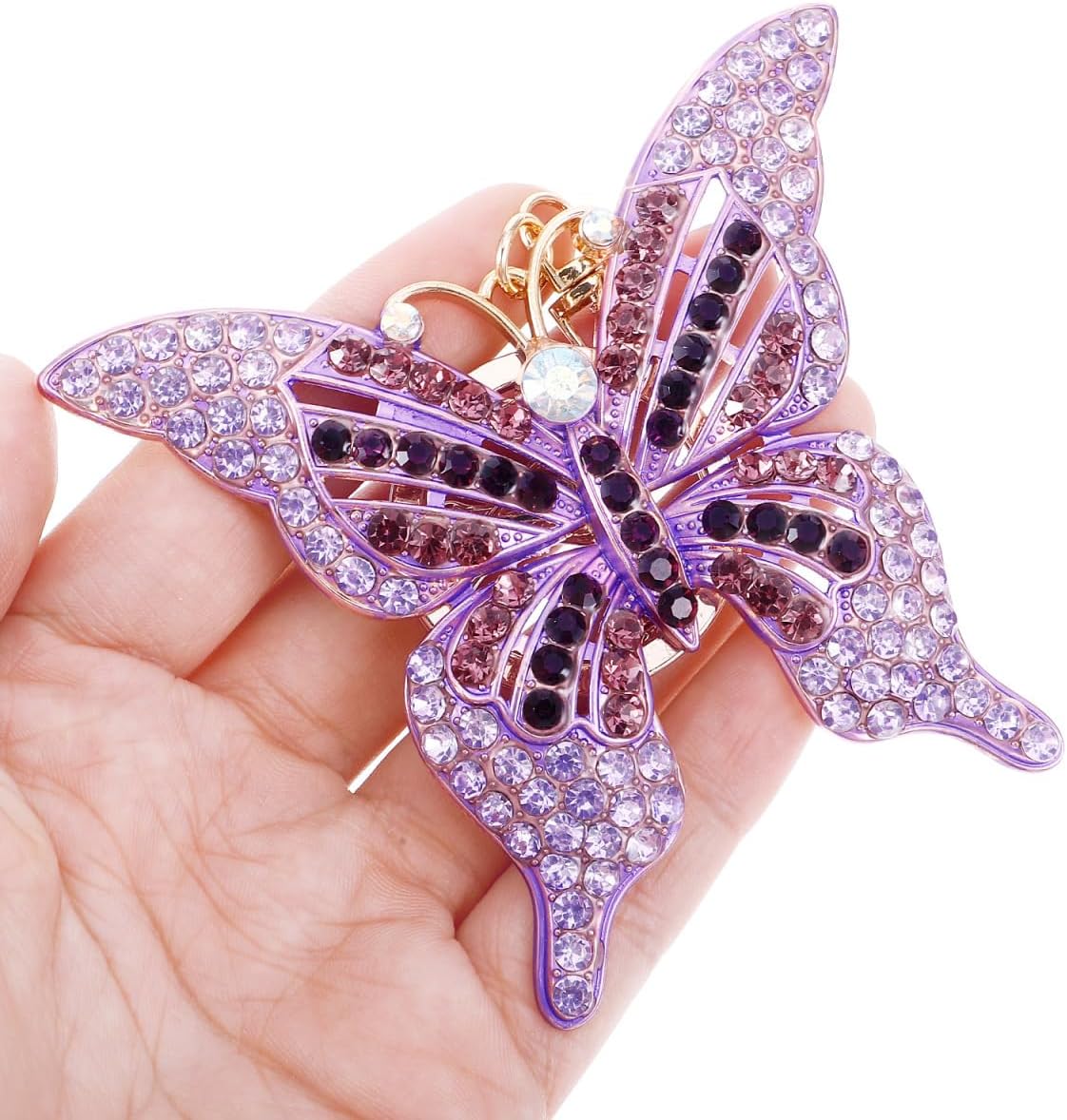 ABOOFAN Butterfly Keychain Pendant Key Ring with Sparkling Rhinestone: Lightweight and Portable Key Holder for Car Backpack Bag Charm 5.1" x 3.3" - Image 5