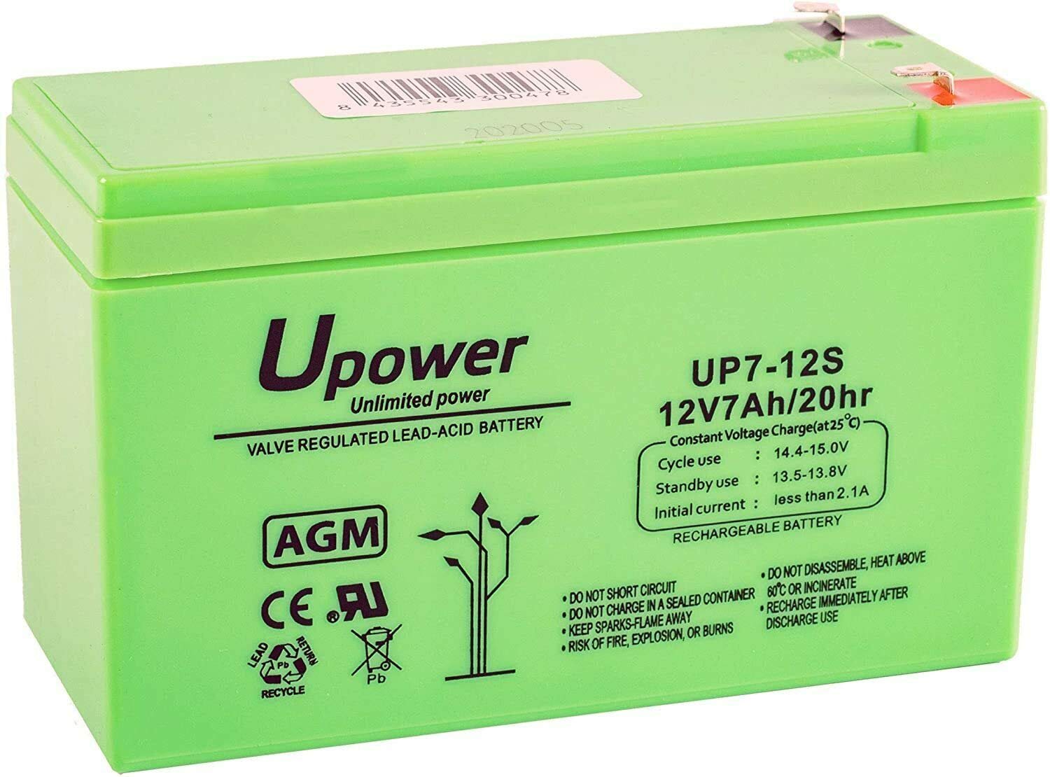Batería plomo 12V 7Ah UP7-12S para sistemas de seguridad y SAI 2