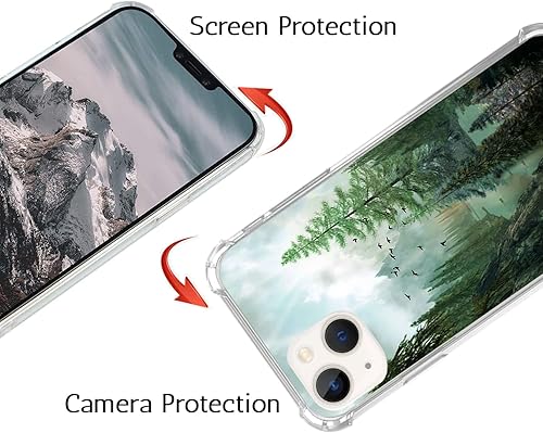 Miniatura 4 de Funda de montaña con pájaros compatible con iPhone 14 Plus, hermoso paisaje natural y bosque para iPhone 14 Plus, diseño único de moda TPU funda