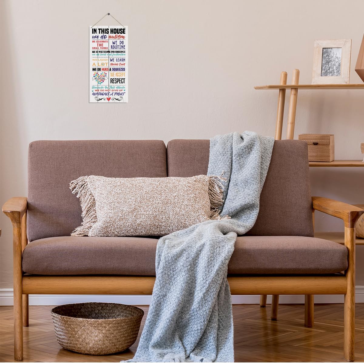 Autism Signs, Decorative Wood Hanging Wood Plaque, Rustic Door Hanger, Wall Decor Art, Autism Awareness Wood Sign, Autism Acceptance, Autism Family Home Decor, In This House We Do Autism - Image 4