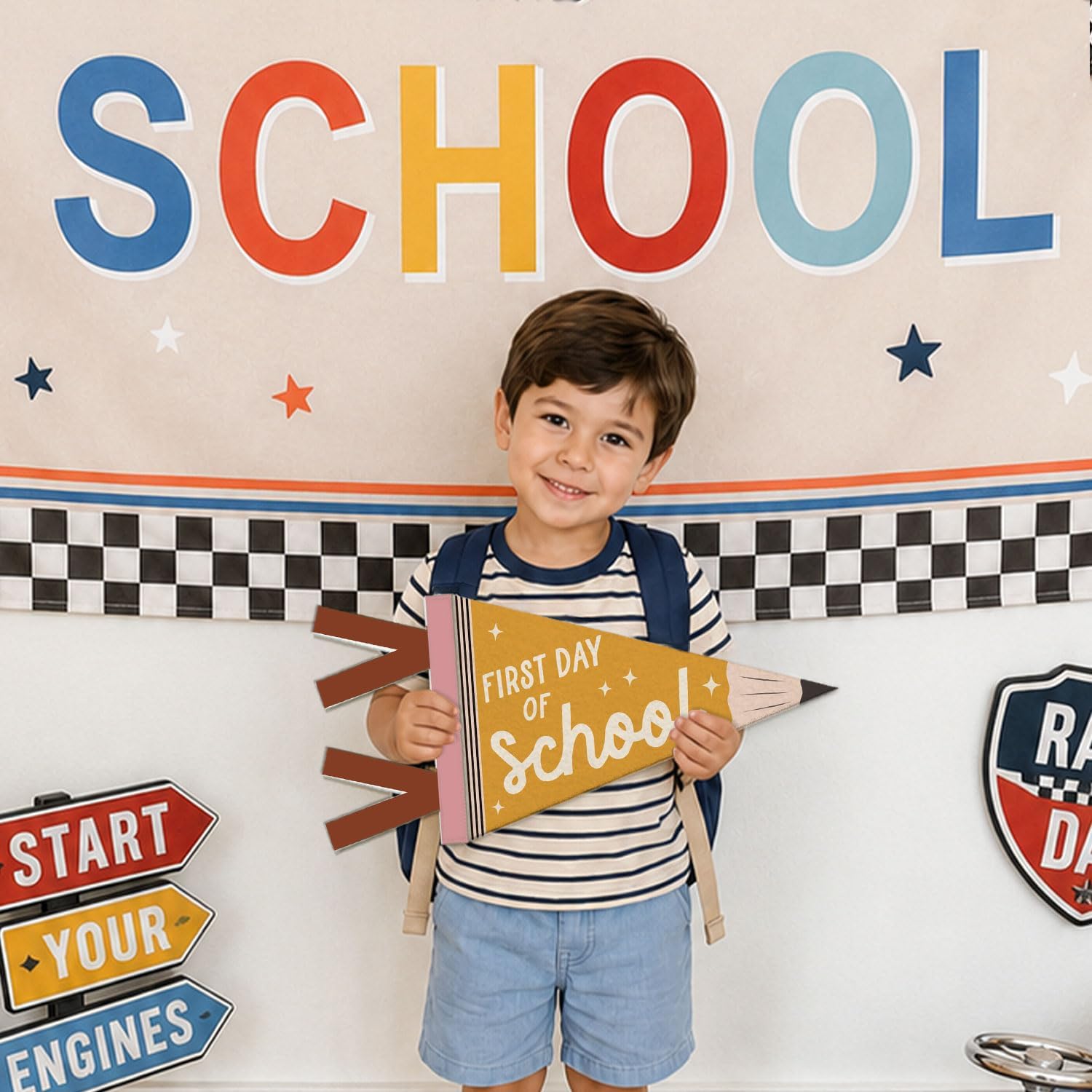 First Day of School Pennant Flag Felt Banner Sign,