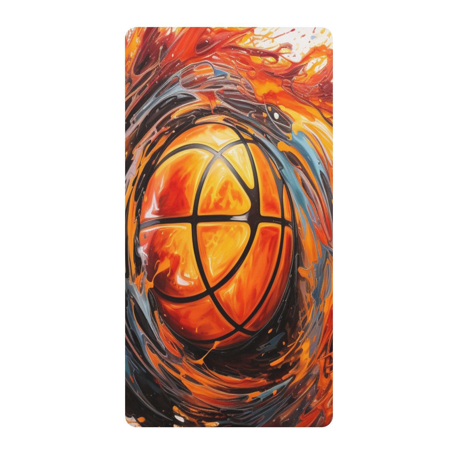 Basketball Blue Watercolor Art Toddler Crib Sheet Soft Cotton Baby Play Sheets Fitted for Mattress Playard