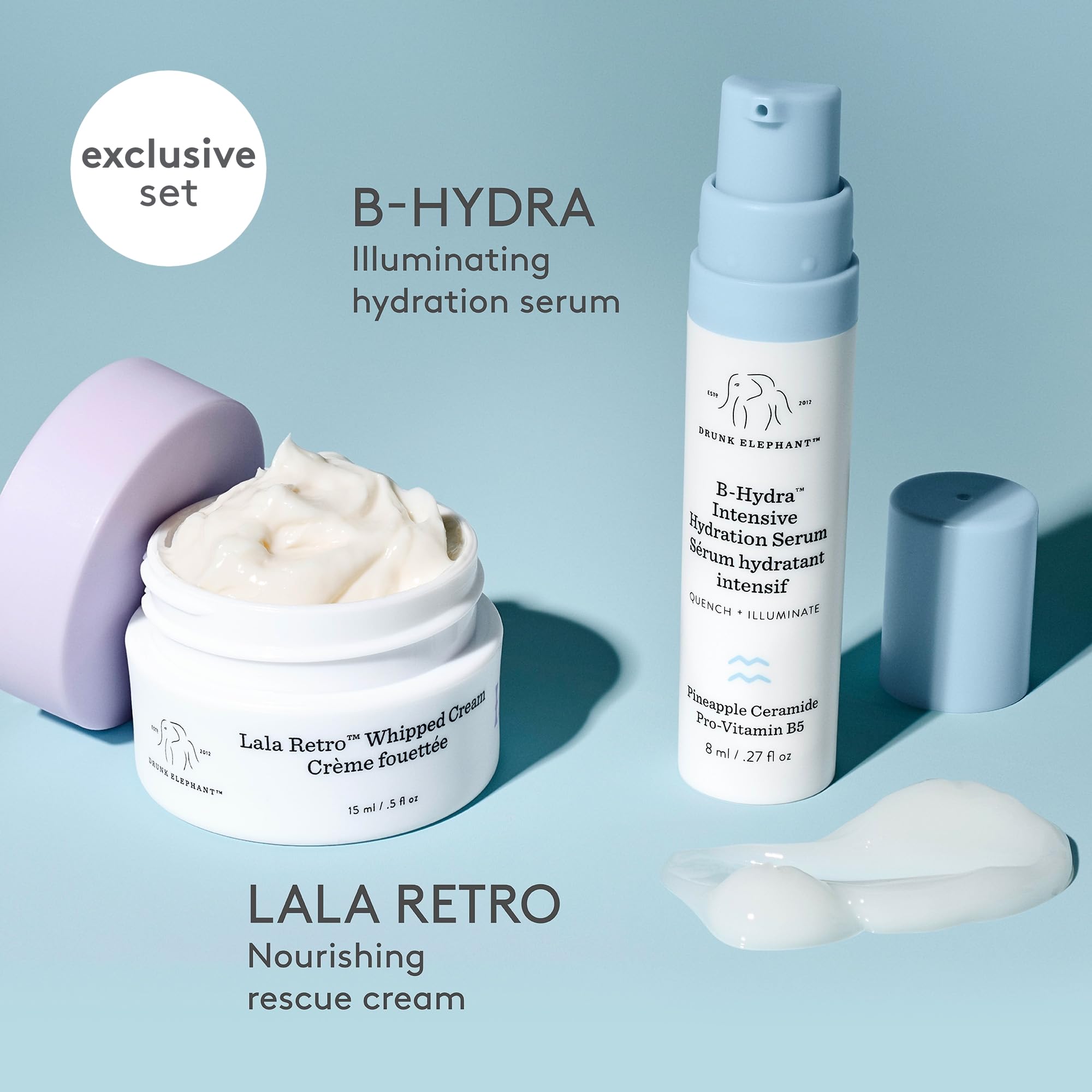Drunk Elephant Test The Water - Travel Size - Hydrate and Nourish Kit - Clean Clinical Skincare - Cruelty-Free - Dermatologist-Tested - Free of Essential Oils, Silicones, and Fragrance
