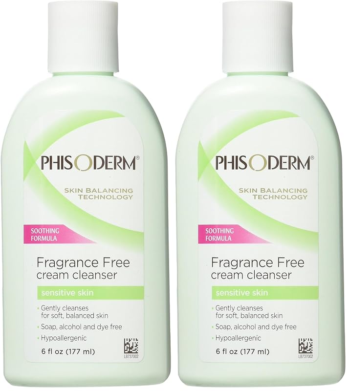 Phisoderm Creme de Limpeza Facial sem Fragrância 177 mL para Pele Sensível, Pacote com 2