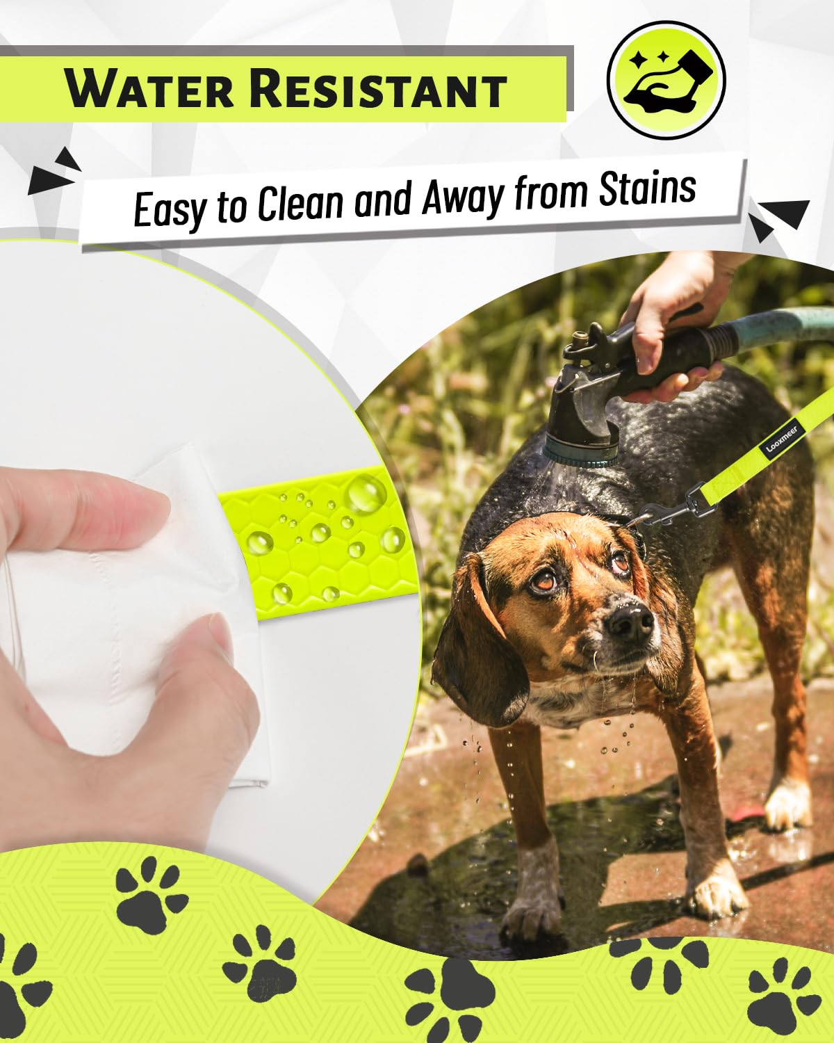 Looxmeer Guinzaglio Addestramento per Cani, Guinzaglio per Cani 3 m/5M/7M/10M/15M/20M/25M/30M, Lunghina Cane Leggero Durevole con Moschettone a D, Custodia Portabile, Giallo Fluo