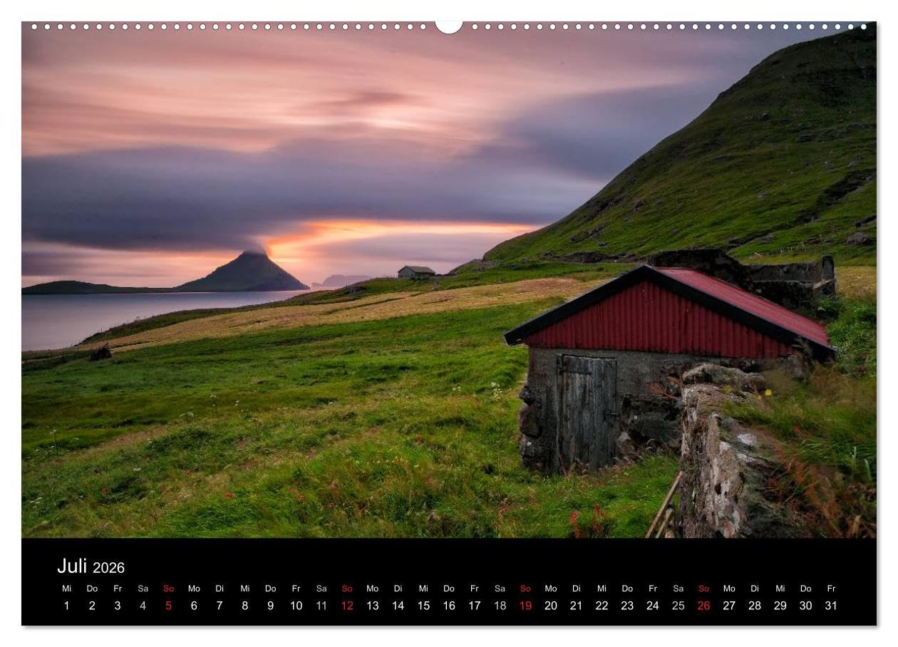 Wunderbare Färöer Inseln (hochwertiger Premium Wandkalender 2026 DIN A2 quer), Kunstdruck in Hochglanz: Die Färöer Inseln sind ein Juwel inmitten des rauen Nordatlantik