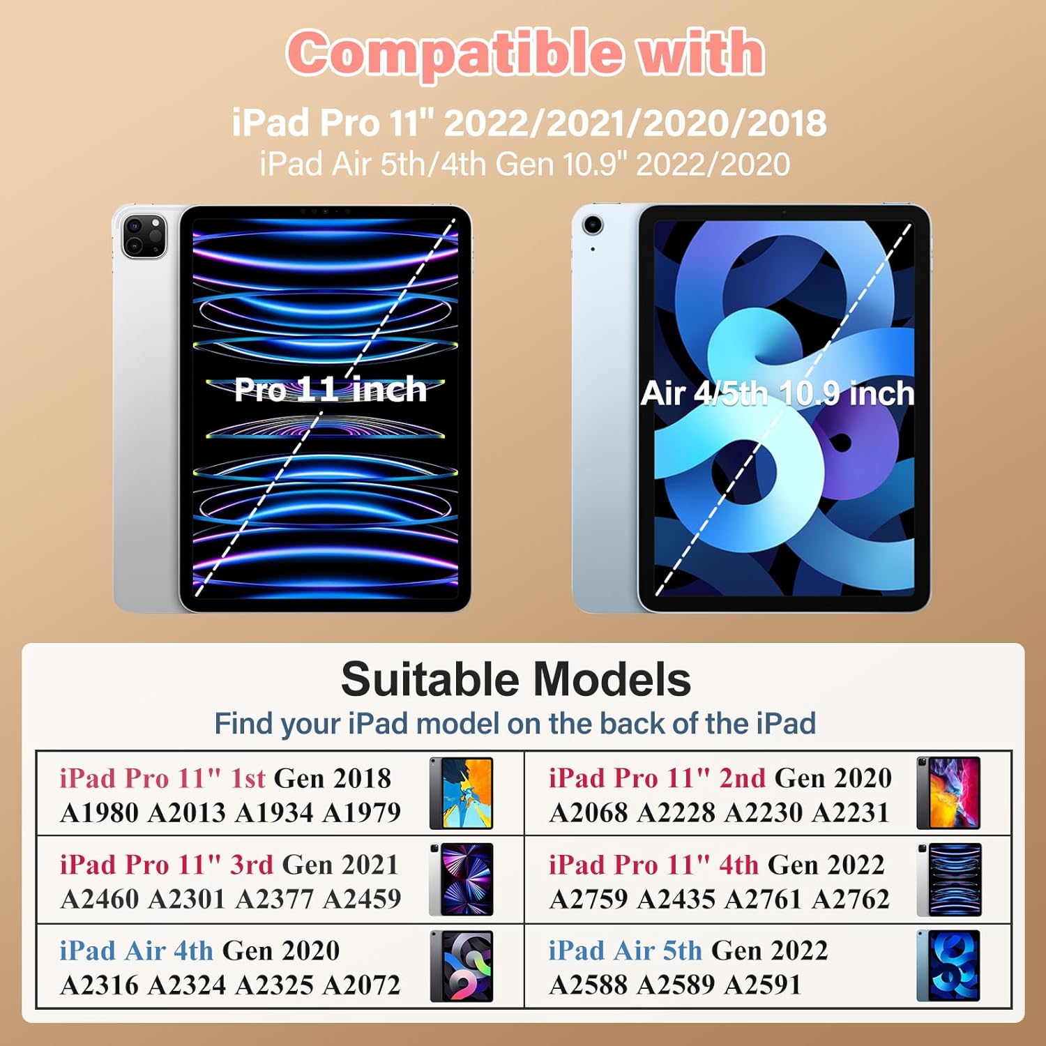 HOGENL for iPad Pro 11 inch Case for Kids Girl with Pencil Holder,for iPad Air 5th/4th Generation Case 10.9" with Butterfly Stand Shoulder Strap Protective Cover for pro 11 4th/3rd/2nd/1st, Colourful