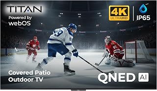 Titan L100 QNED 55” Covered Patio Outdoor TV – 4K UHD Smart Outdoor Television - IP65 Weatherproof & Weather Resistant for Patio & Covered Areas - WebOS, Dolby Vision & Atmos - Thin Bezel
