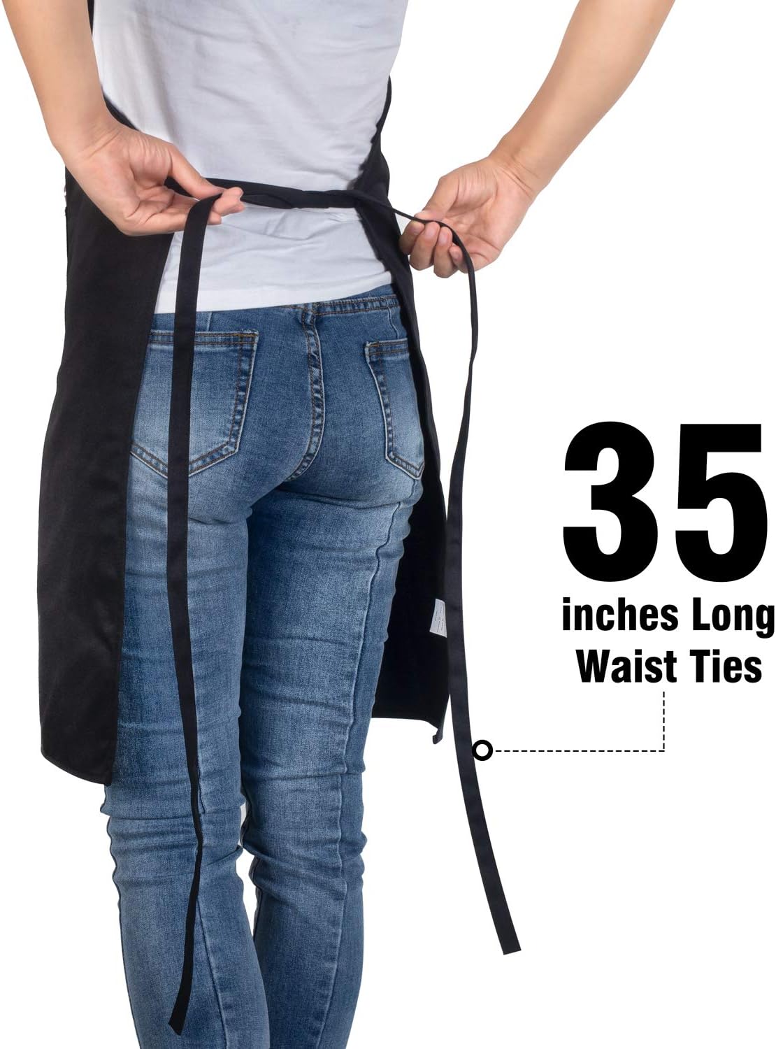 Xornis 2 Pack 100% Cotton Bib Aprons with 2 Pockets Kitchen Cooking, Black - Image 4