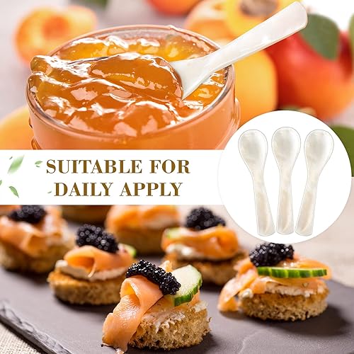 Miniatura 22 de Cucharas de caviar para trapeador de nácar con mango redondo para caviar, huevo, helado, sal, café, juego de servicio de restaurante