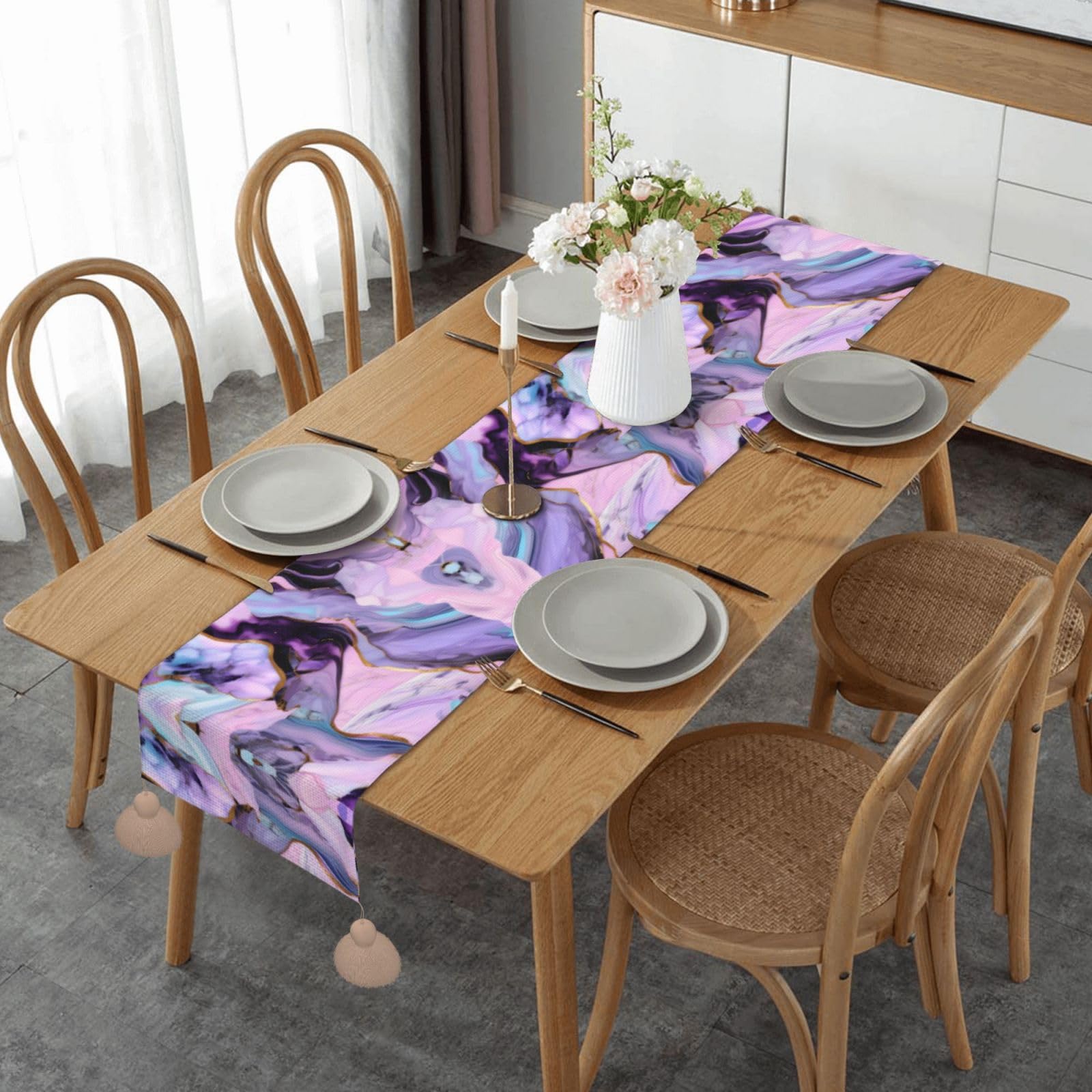 Chemin de table Noël et cuisine : le cadeau décoratif rustique marbre pastel
