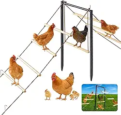 Poleiro de madeira de 43 x 50 cm com estacas giratórias de metal à prova de ferrugem poleiro de galinha resistente para galinheiros, aves de quintal, patos, galinhas, fácil de montar, design