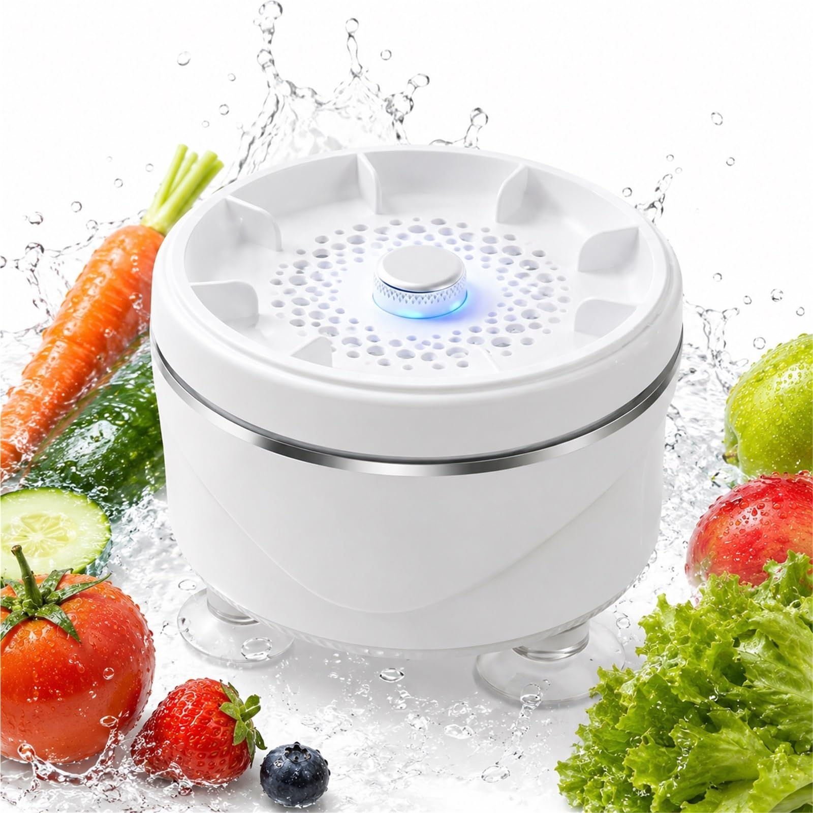 Fruit and Vegetable Washing Machine, Portable Veggie Purifier with Titanium Electrolysis, OH-ion Food Cleaner Device for Kitchen Fruits Vegetables Meat Tableware