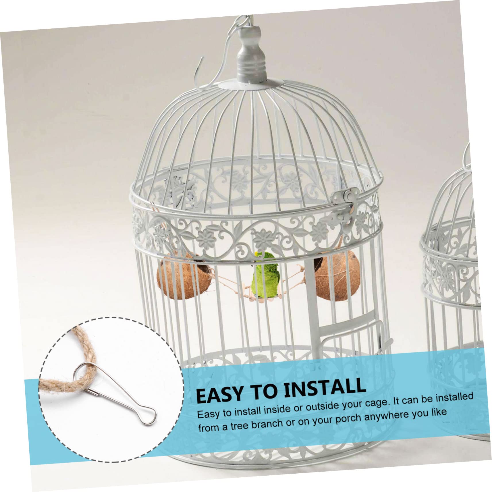 COLLBATH Vogelnest Kokosnuss Mit Leiter Natürliches Holzspielzeug Sicherer Ruheplatz Für Kleine Vögel Und Hamster