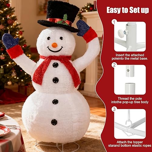 Vista 2 de Outvita Decoración de Navidad para exteriores, muñeco de nieve eléctrico de 4 pies con motor y 120 luces LED, muñeco de nieve plegable desplegable