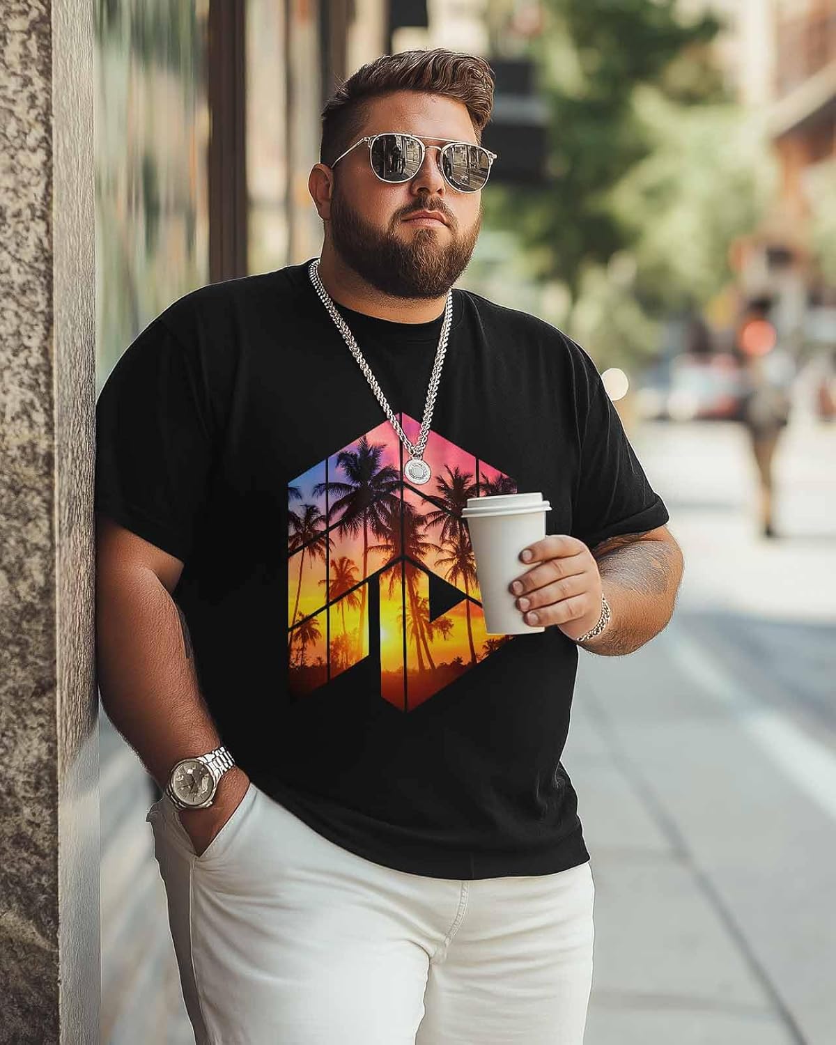 Mens Graphic T-Shirts, Sunset Short Sleeve Crew Neck Comfortable Soft Casual Classic Tee, XS - 5XL Tropical Tshirts Top - Image 5