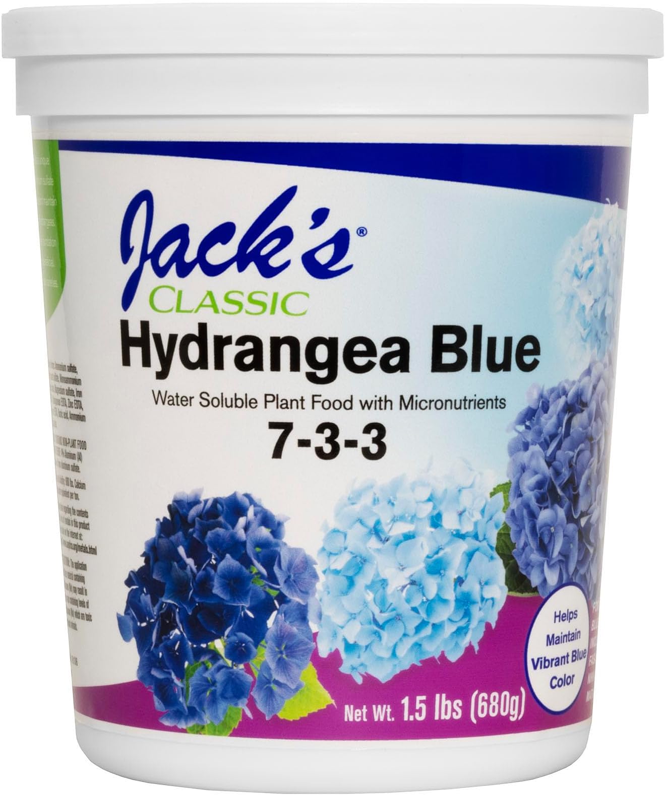 Jack's Classic JR Peters Hydrangea Blue 733 with micronutrients & Aluminum Sulfate 1.5lb tub